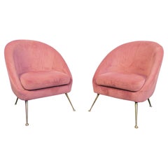 Vintage Pink Slipper Chairs in the Style of Gio Ponti
