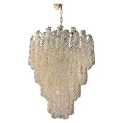 Vintage Pink Spiral Murano Mazzegga Torciglione Glass Chandelier 4Tier 13 Light