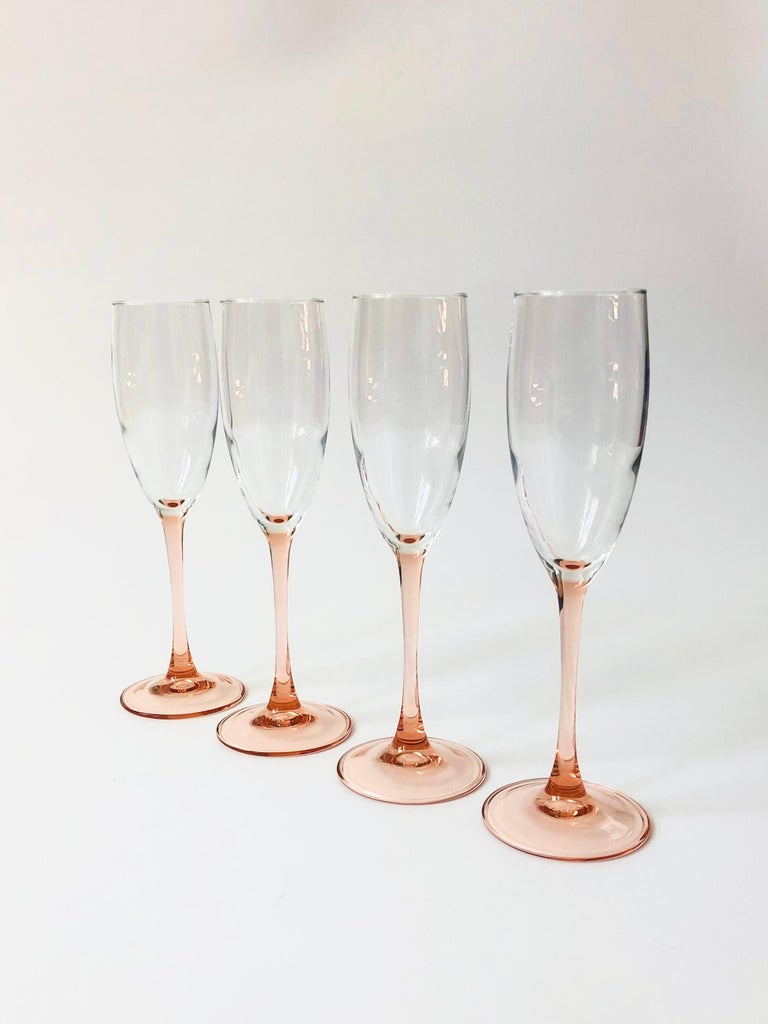 Vintage Pink Stem Champagne Glasses, Set of 4 at 1stDibs