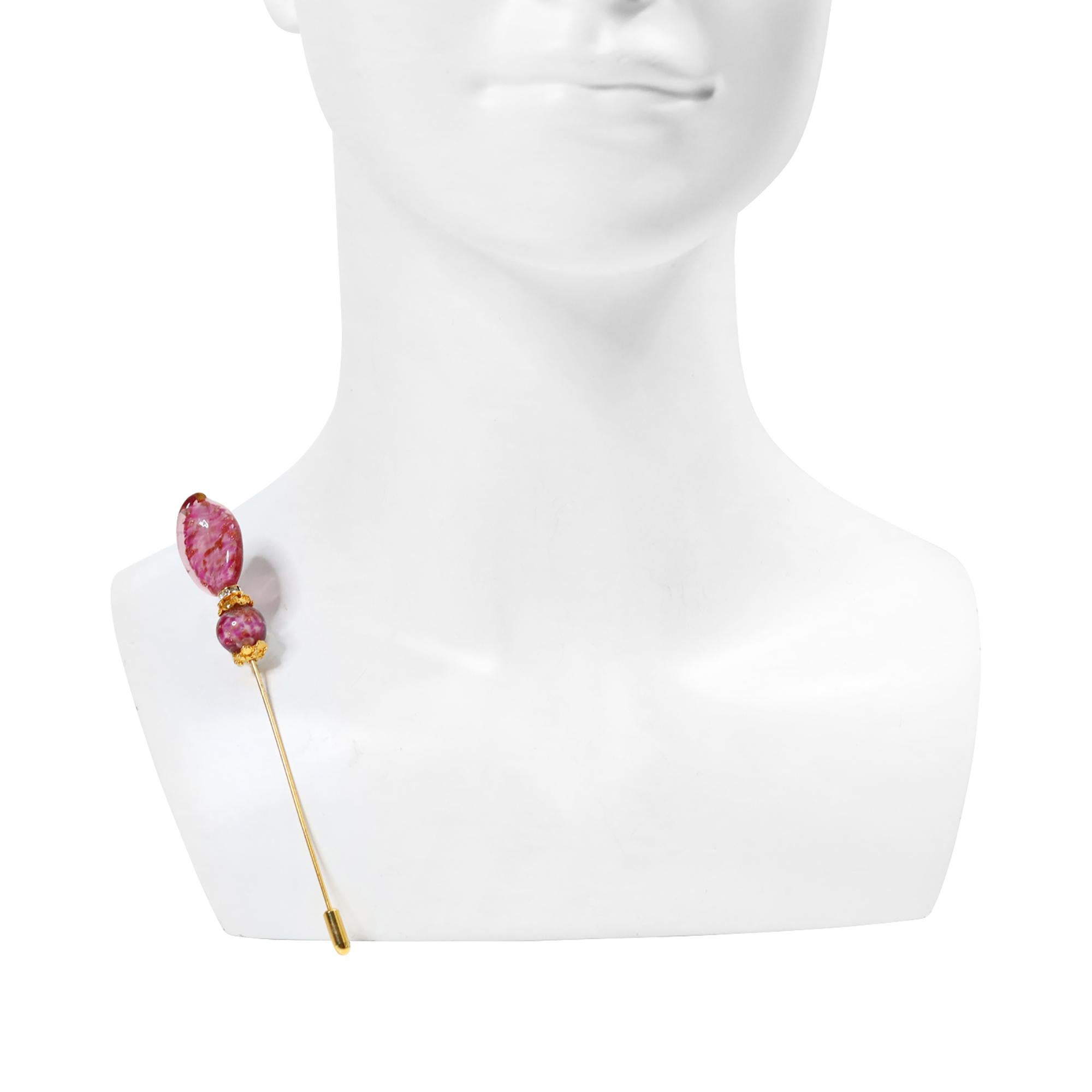 da uomo o donna Spilla con pietra rosa d'epoca e diamante in tonalità oro, circa anni '90 in vendita