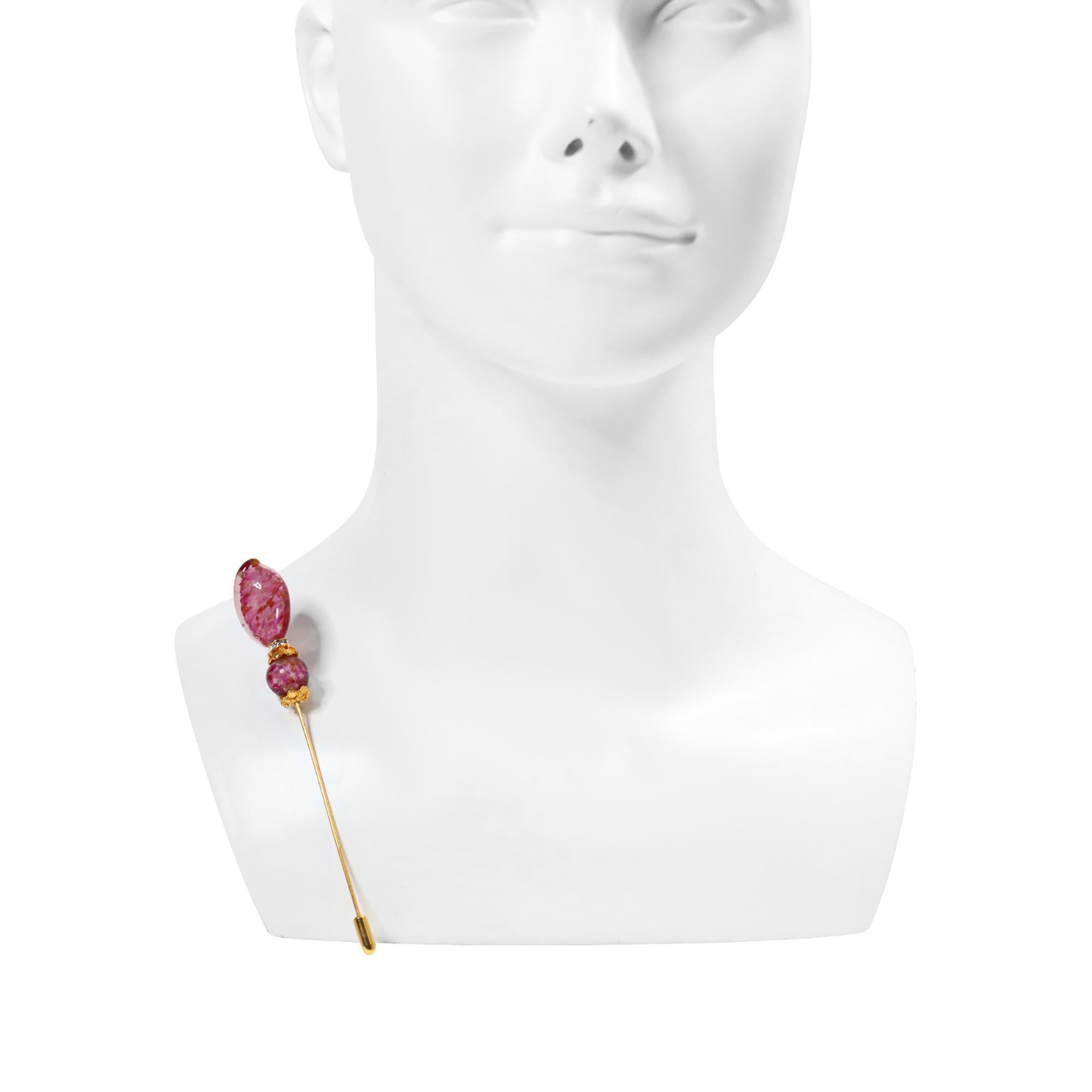 Spilla con pietra rosa d'epoca e diamante in tonalità oro, circa anni '90 in vendita 1