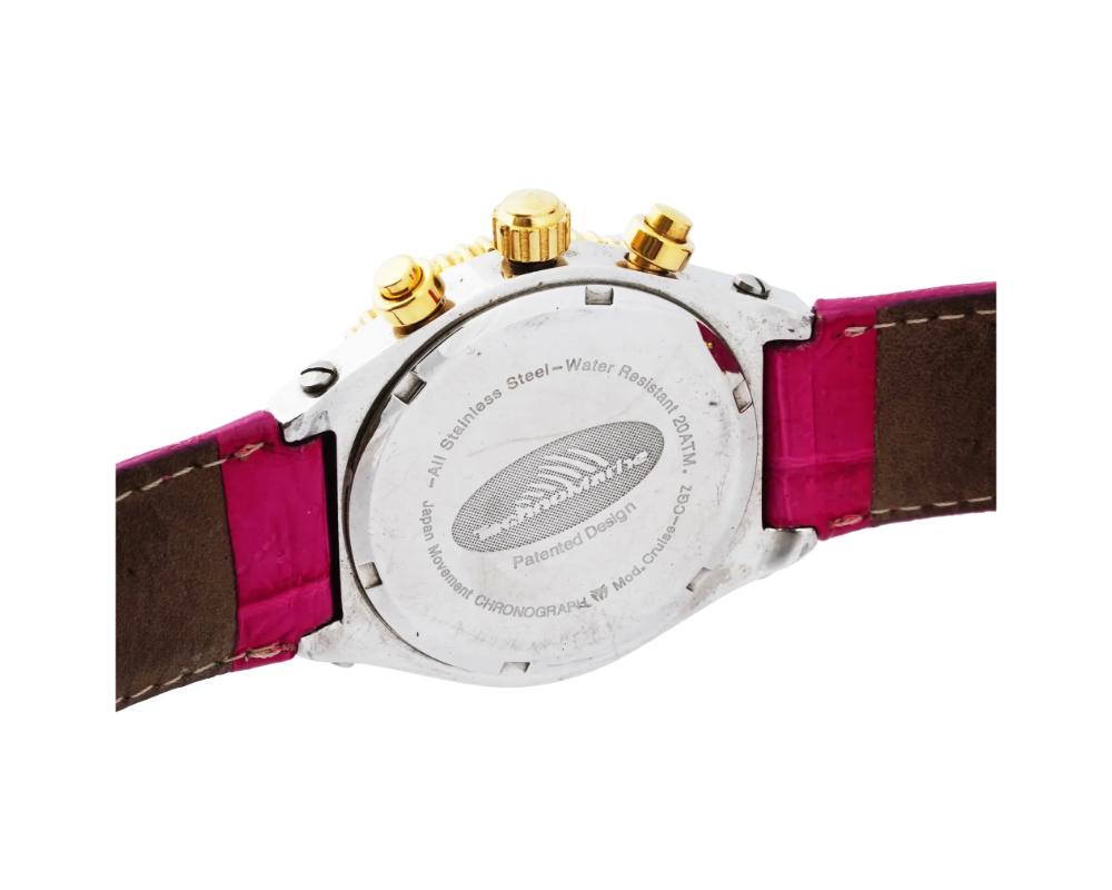 Vintage Rosa Technomarine Damen Chronograph Armbanduhr Diamanten + MOP Zifferblatt im Angebot 1