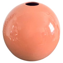 Vintage Pink Terracotta Sphere Vase, Geometric Sculptural Ceramic 1980s Canada