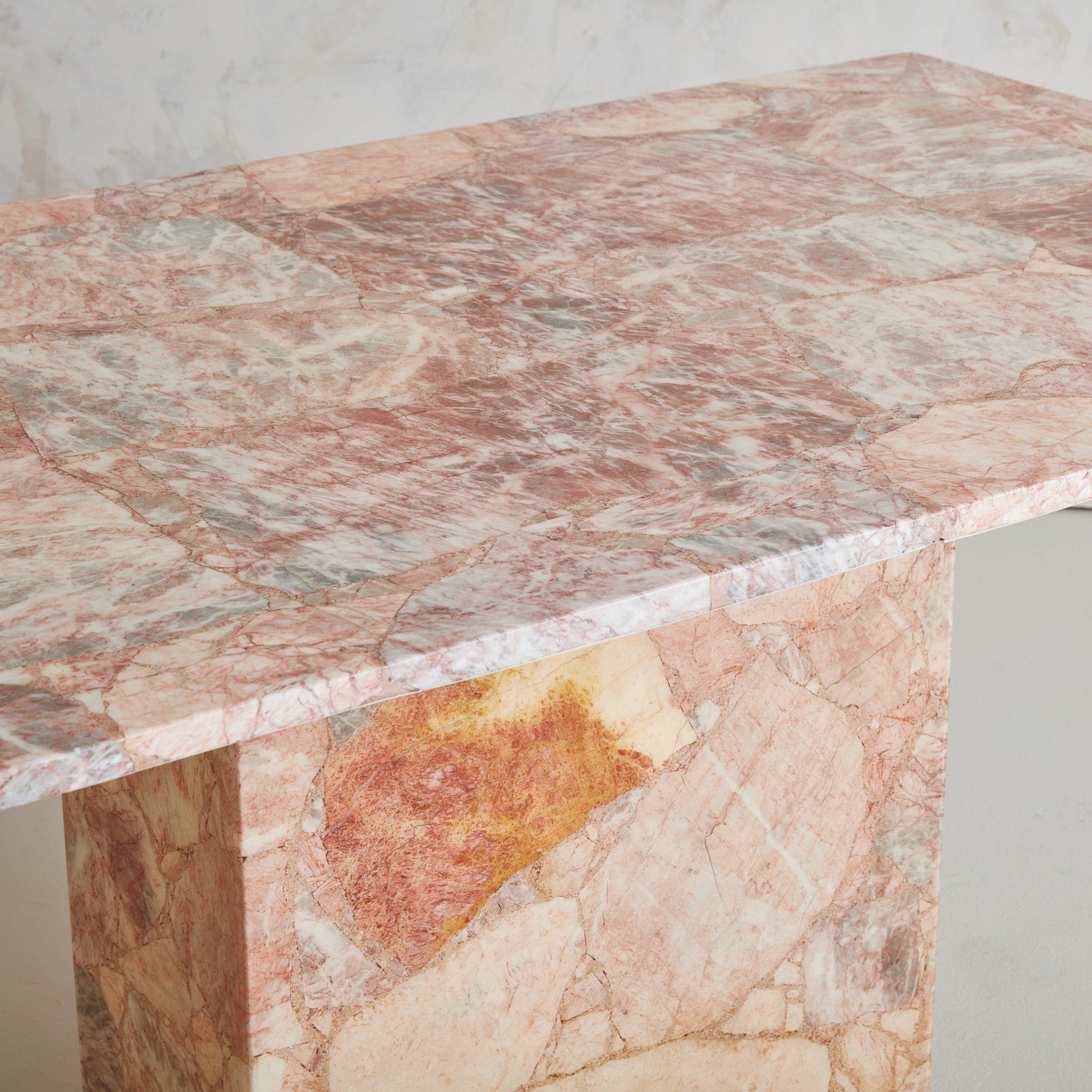 Italian Vintage Pink Terrazzo Style Stone Dining Table or Desk For Sale