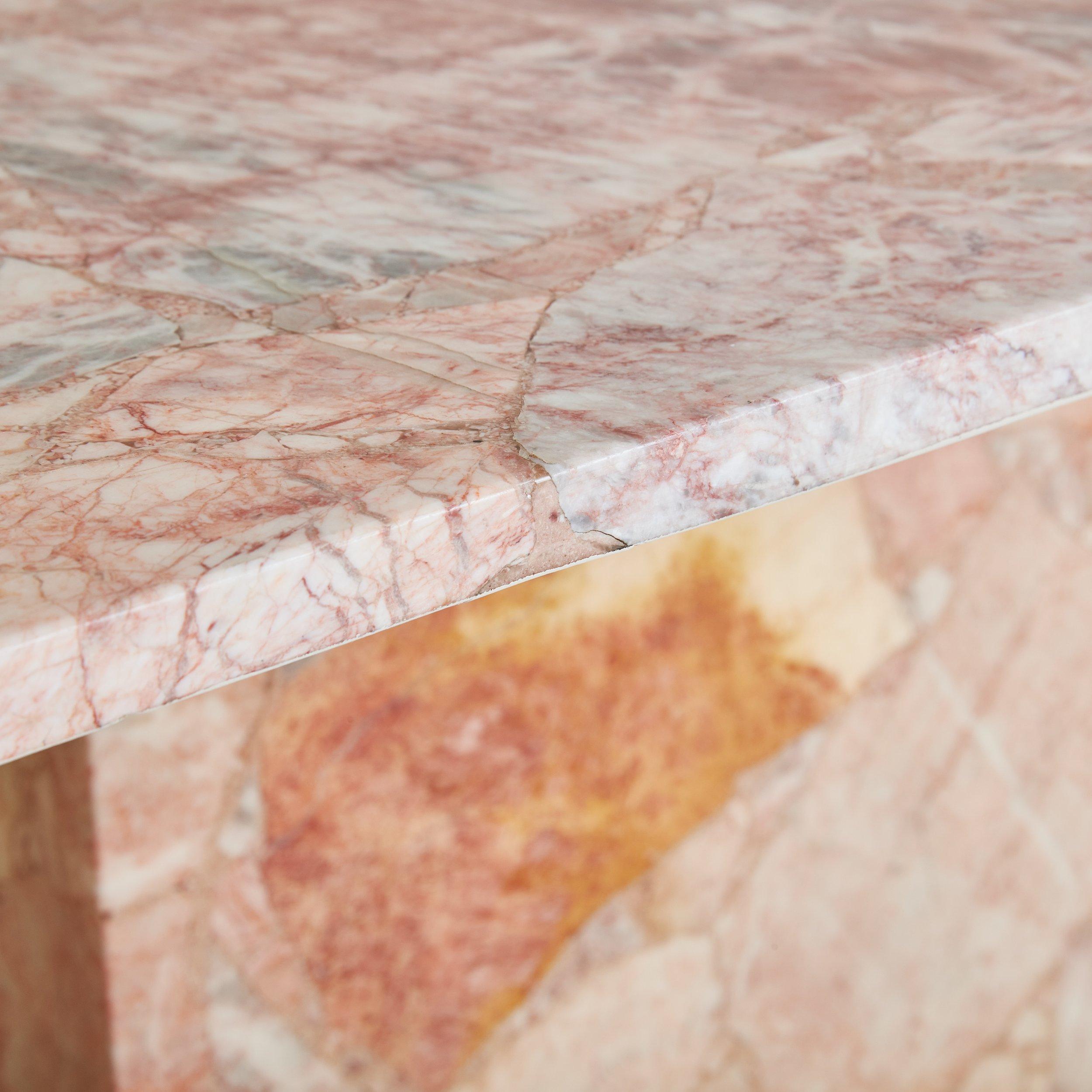 Marble Vintage Pink Terrazzo Style Stone Dining Table or Desk For Sale