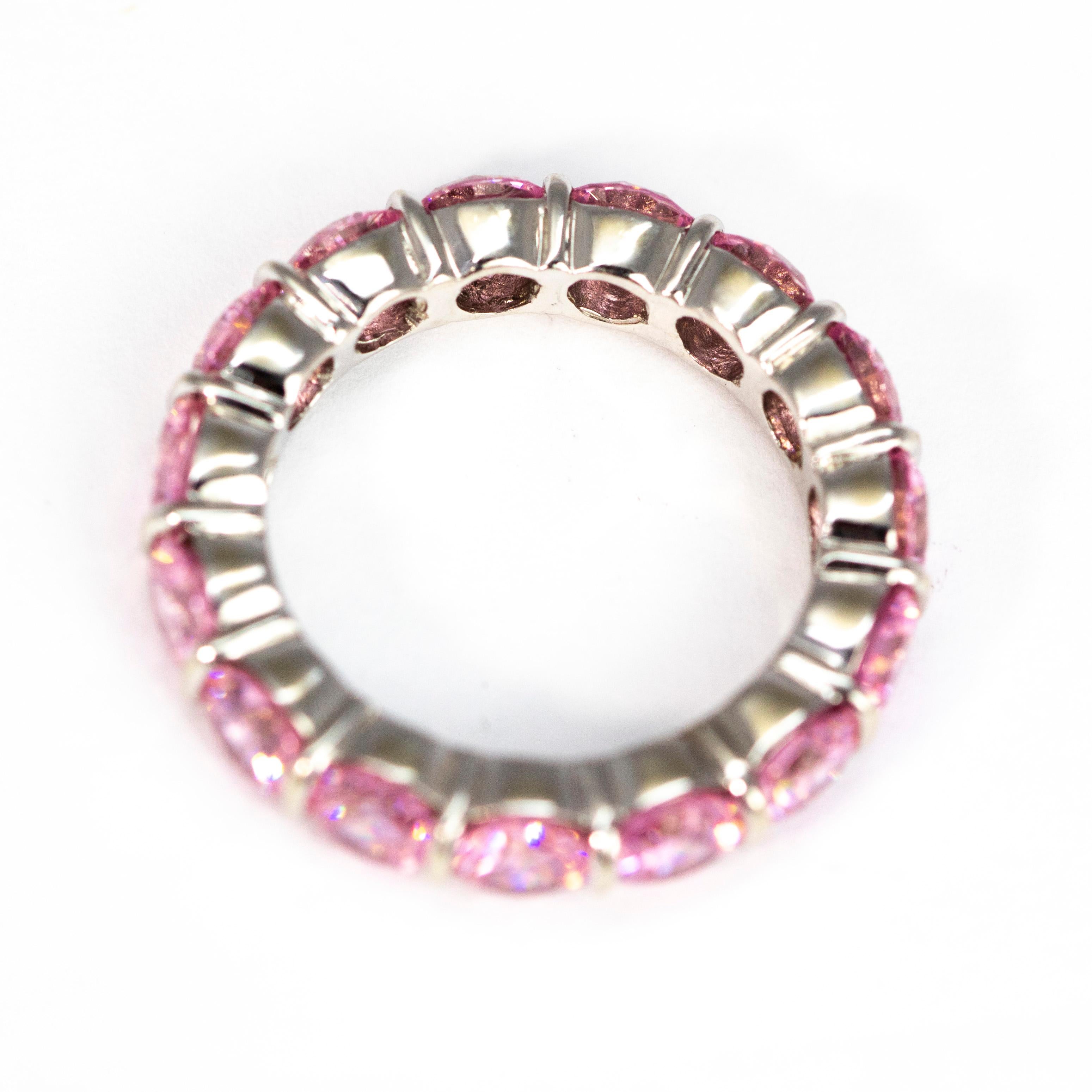 Vintage Pink Tourmaline and 14 Carat White Gold Eternity Band In Good Condition In Chipping Campden, GB