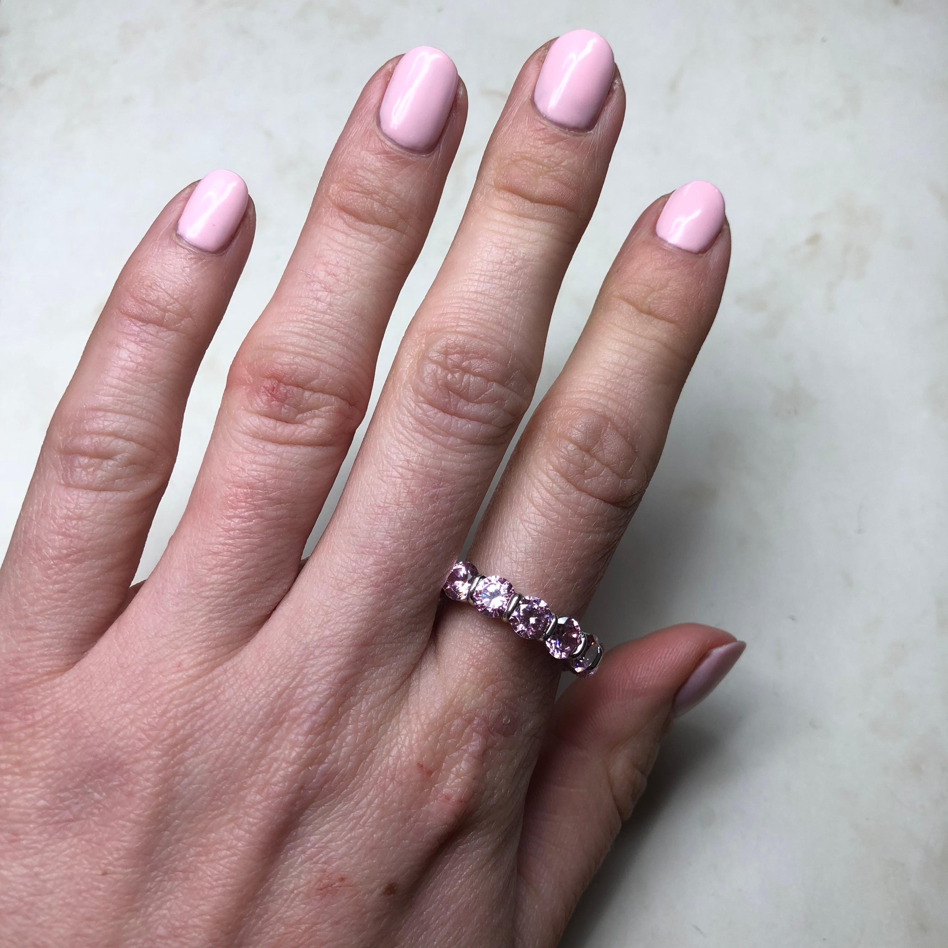 Women's Vintage Pink Tourmaline and 14 Carat White Gold Eternity Band