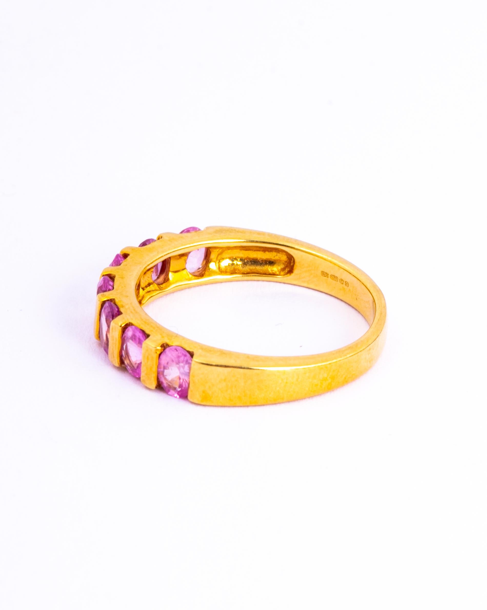 Halb-Eternity-Ring, Rosa Turmalin und 18 Karat Gold (Moderne) im Angebot