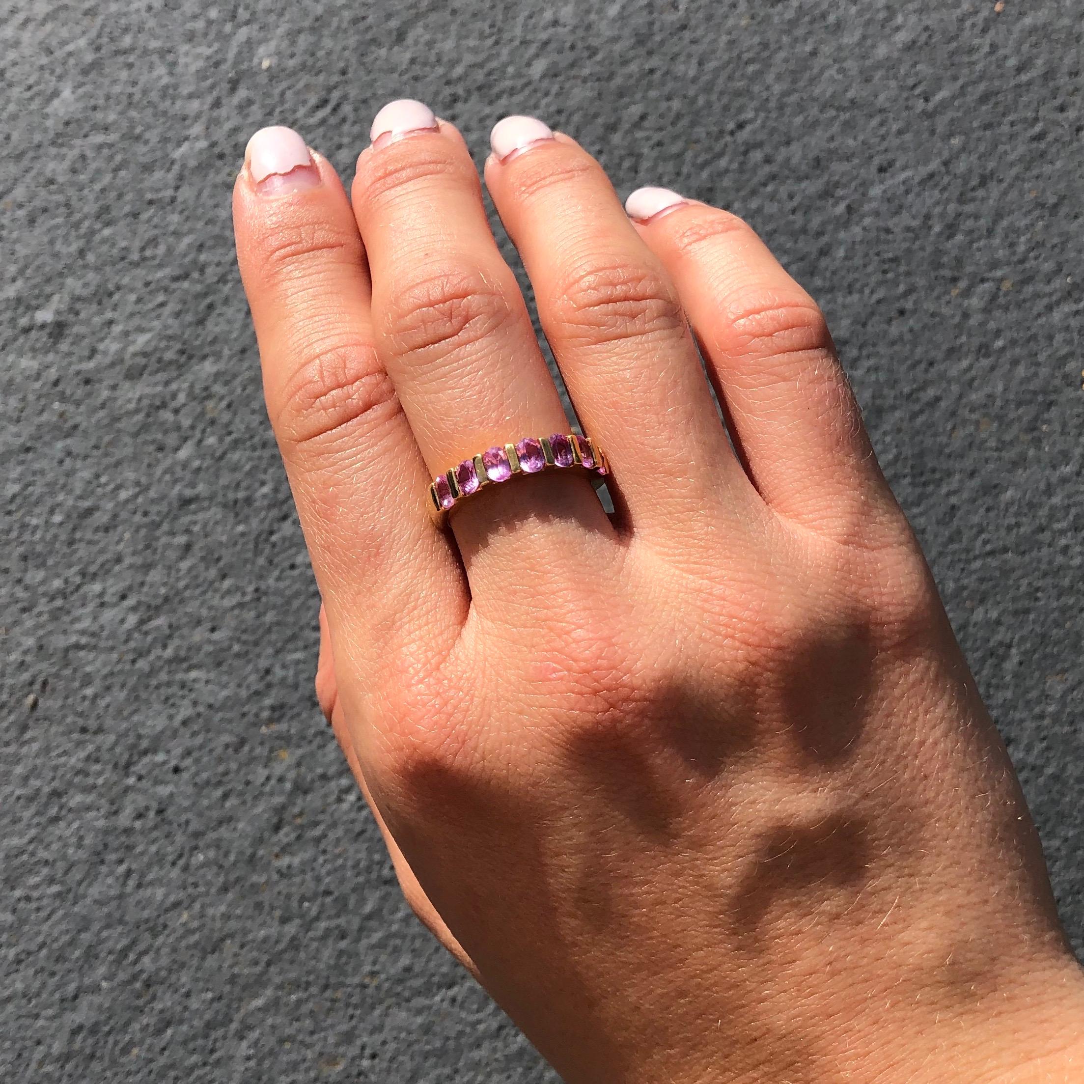 Women's Vintage Pink Tourmaline and 18 Carat Gold Half Eternity Band For Sale