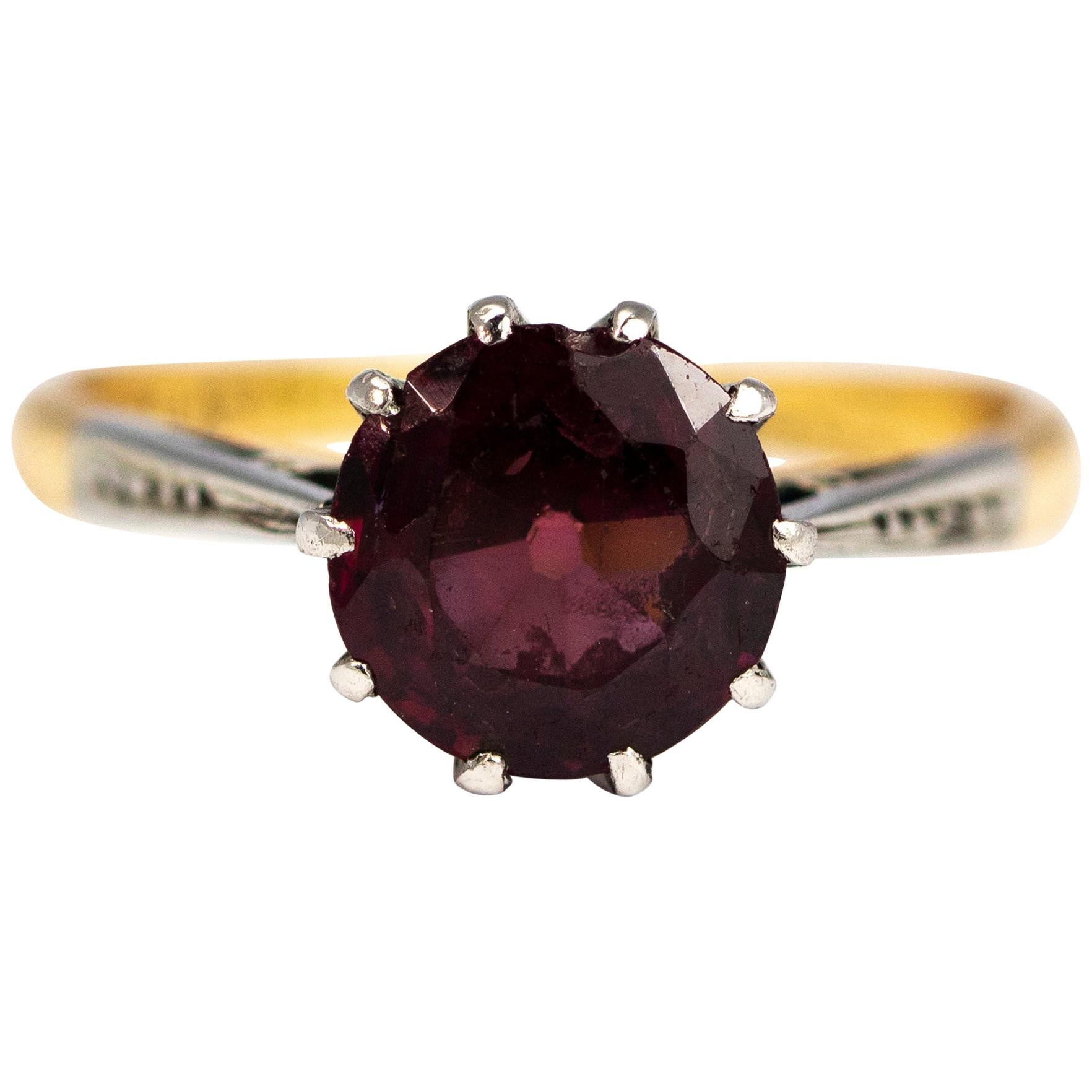 Vintage Pink Tourmaline and 18 Carat Gold Solitaire
