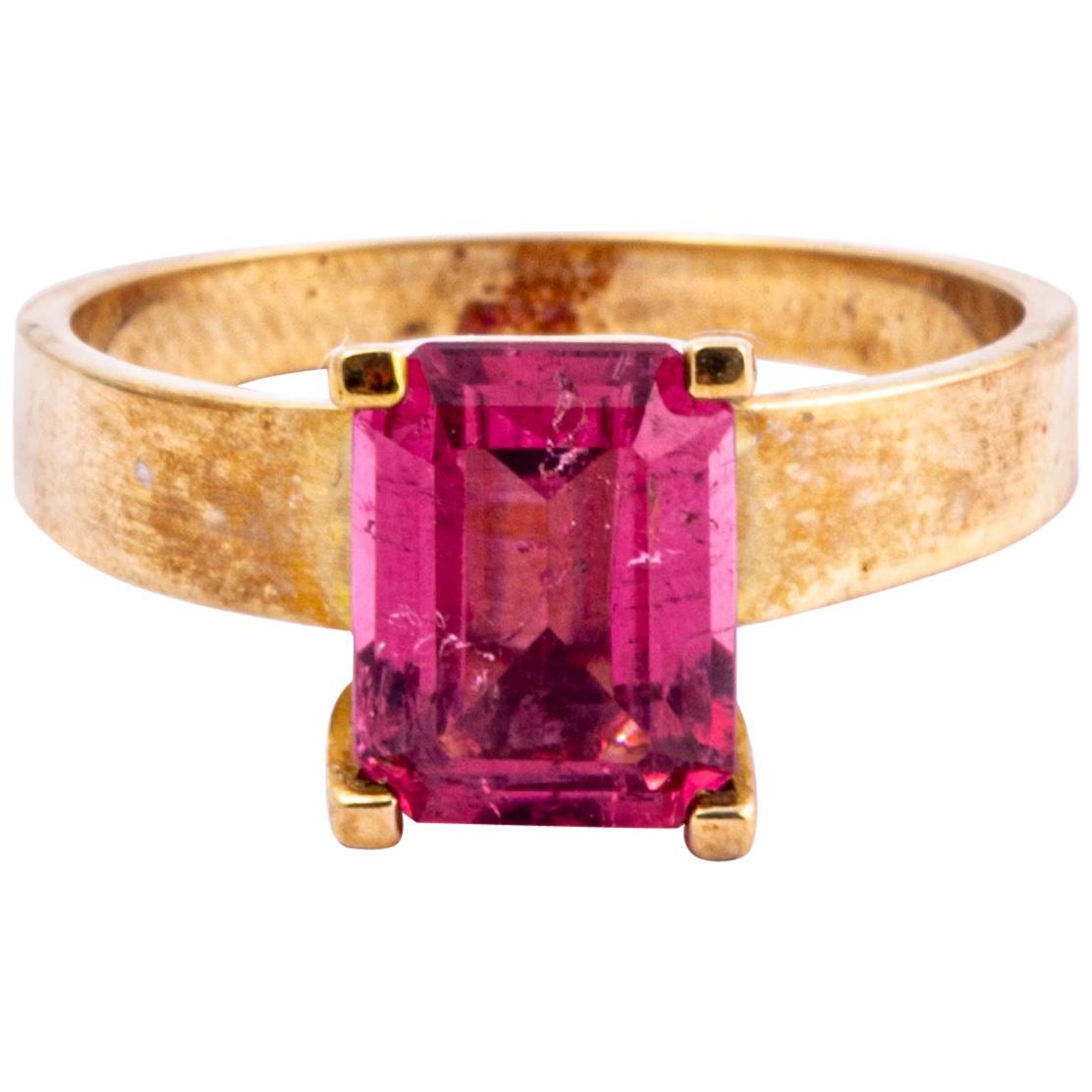 Vintage Pink Tourmaline and 9 Carat Gold Ring