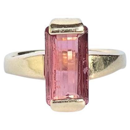 Vintage Pink Tourmaline and 9 Carat Gold Ring For Sale