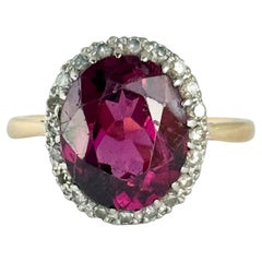 Vintage Pink Tourmaline and Diamond 18 Carat Gold Cluster Ring