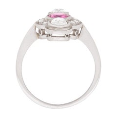 Vintage Pink Tourmaline and Old and Rose Cut Diamond Ring, circa 1940s