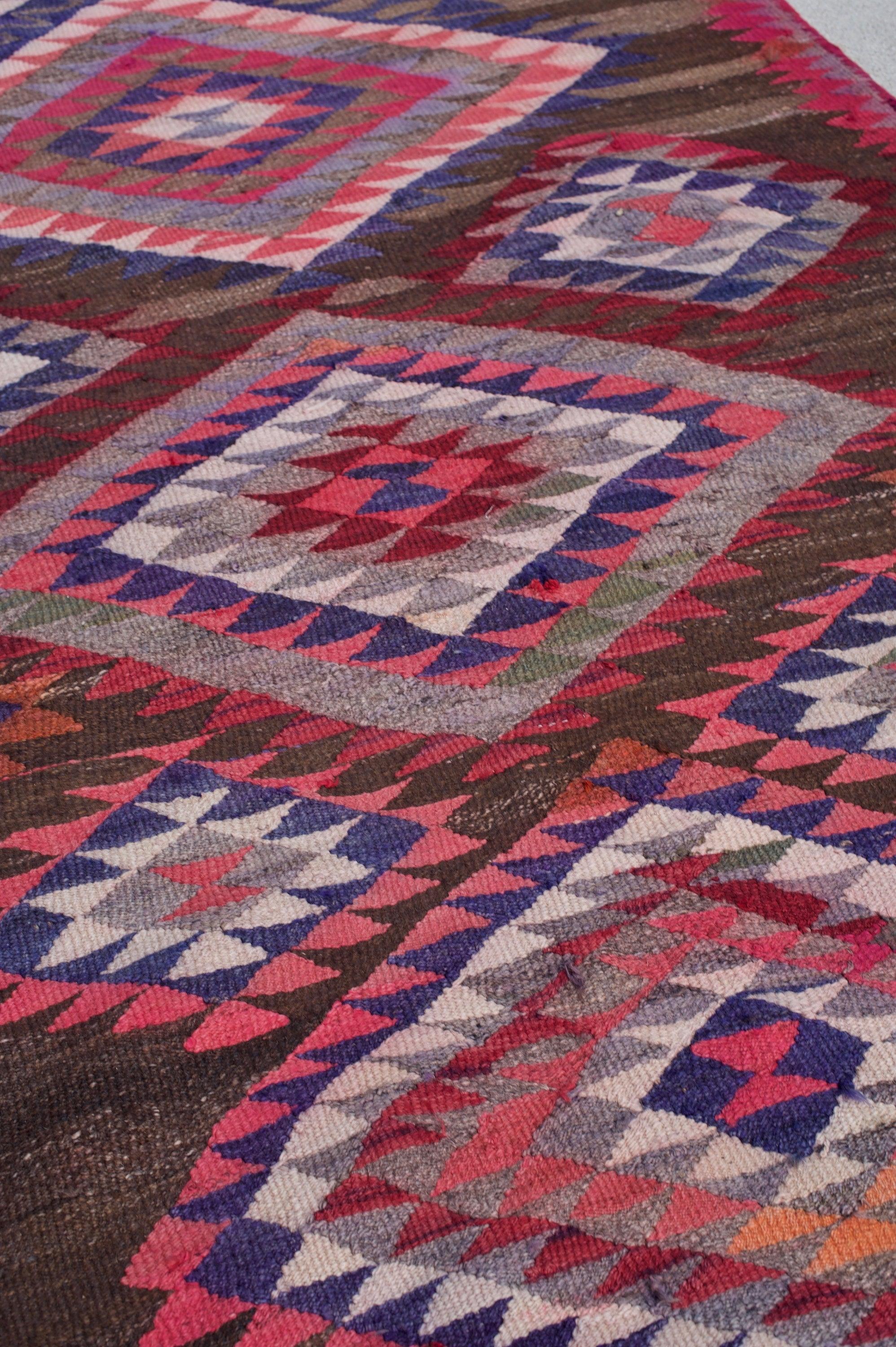 Hand-Woven Vintage Pink Tribal Kilim Rug For Sale