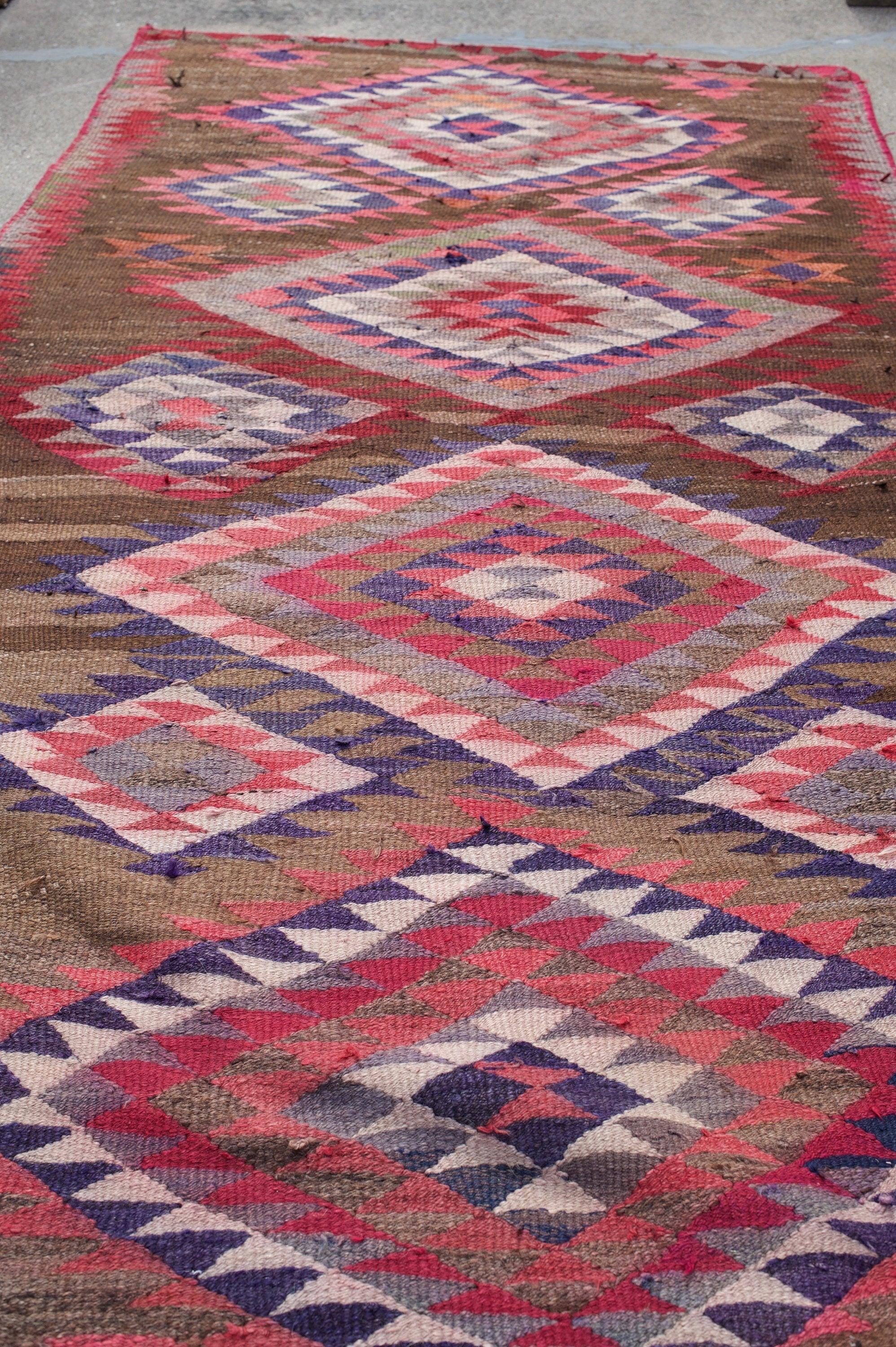 Vintage Pink Tribal Kilim Rug For Sale 3