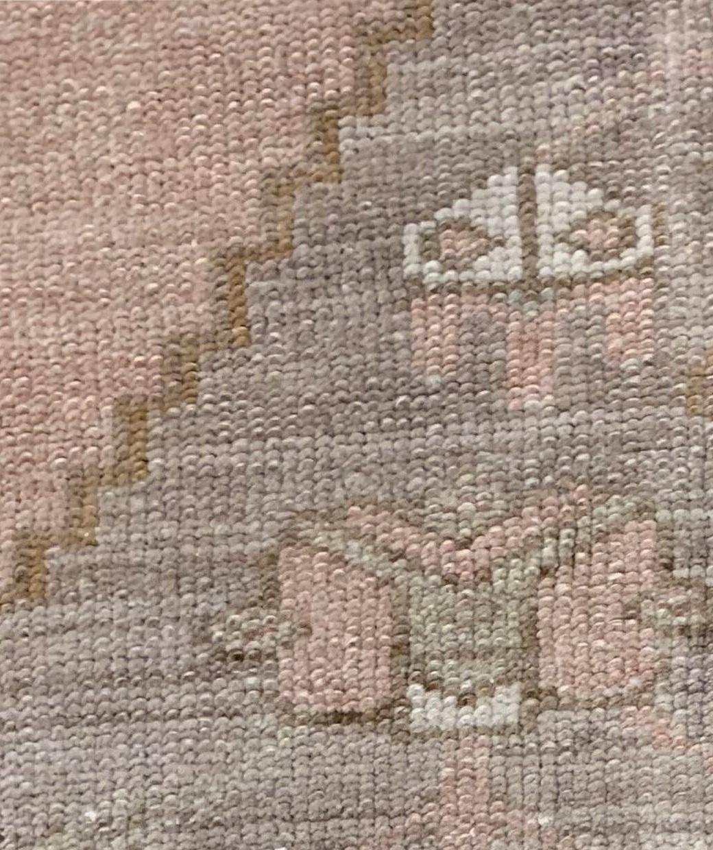 Vintage Pink Turkish Oushak Area Rug 4'5 x 8'4 For Sale 1