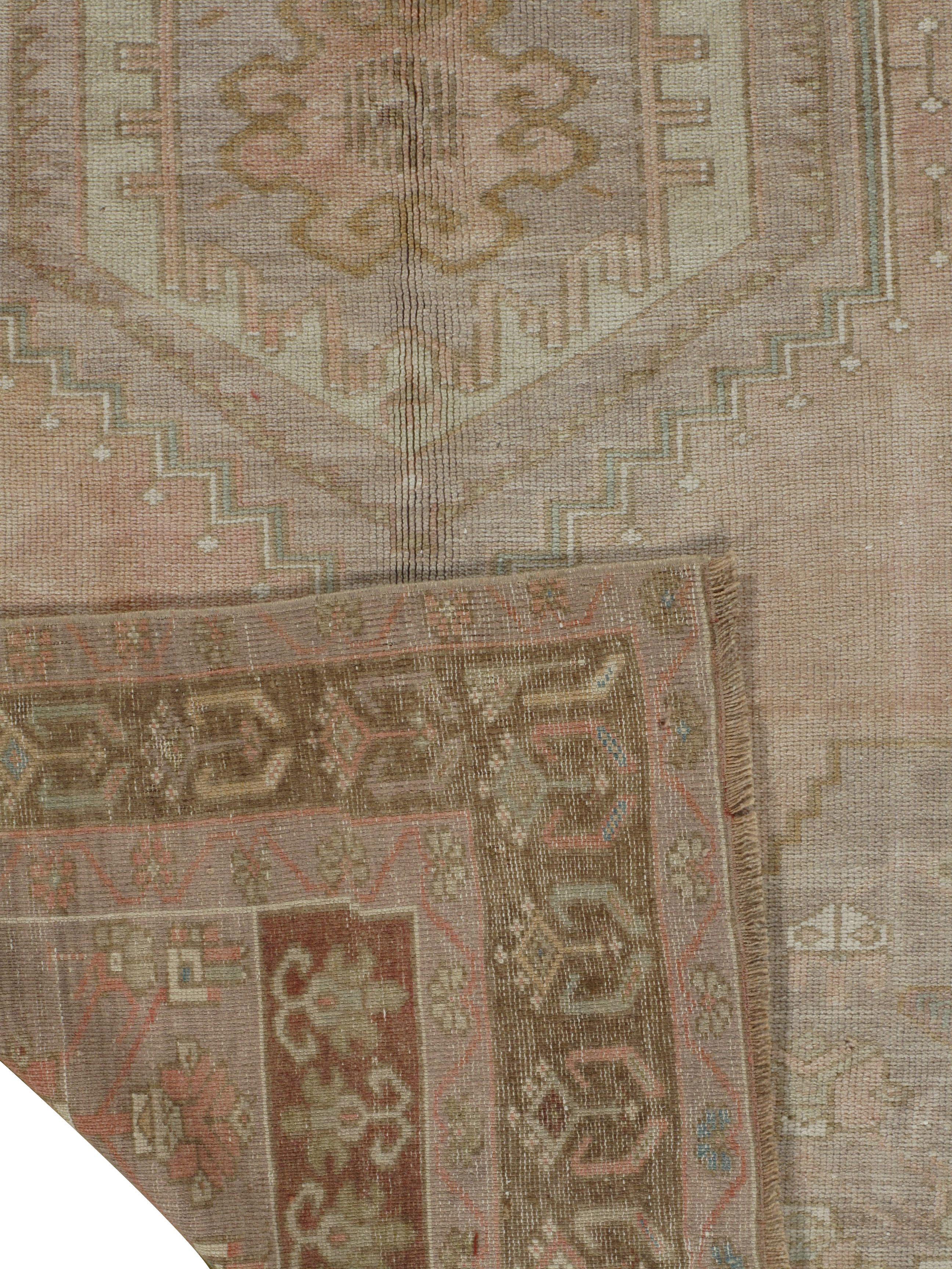 Vintage Pink Turkish Oushak Area Rug 4'5 x 8'4 For Sale 2