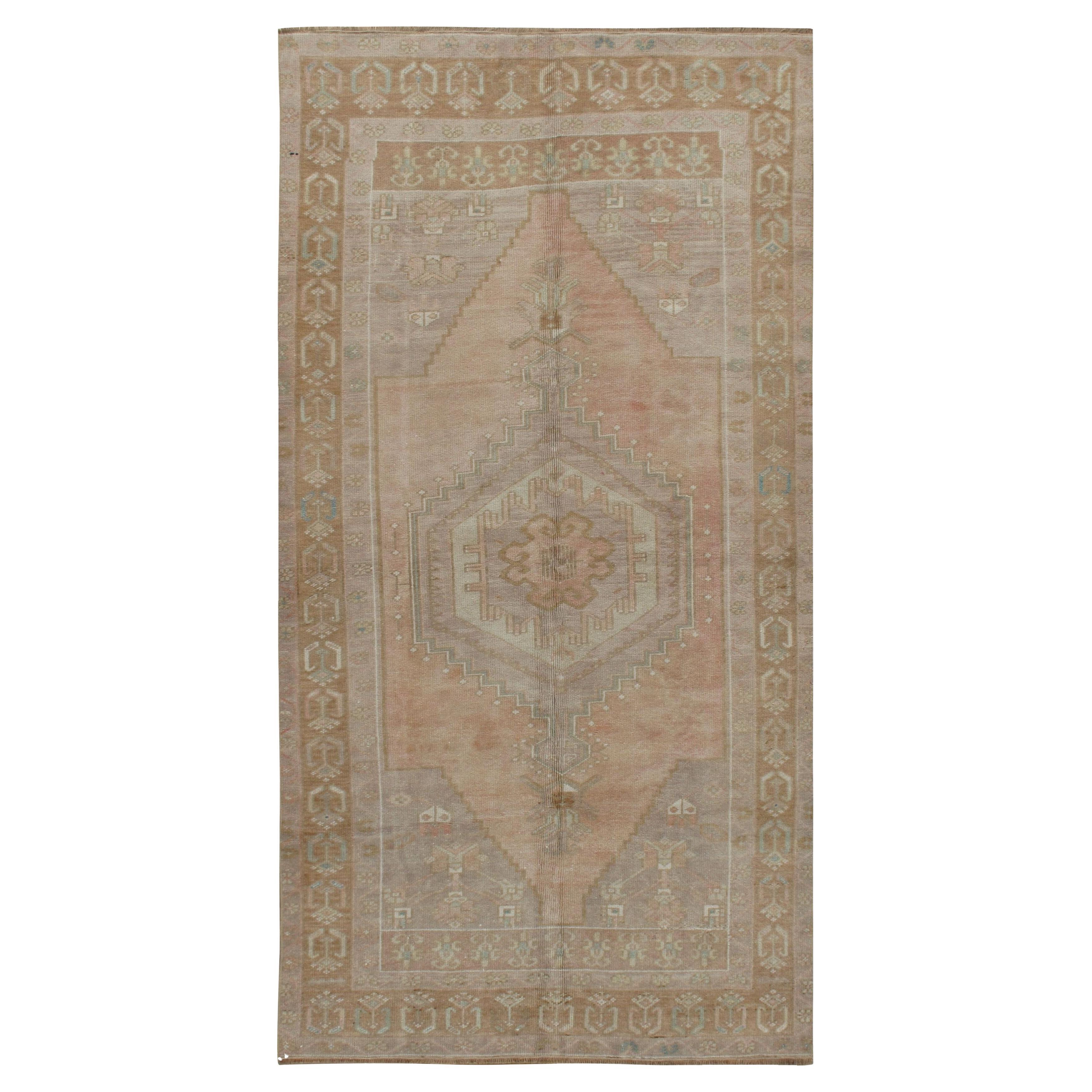 Vintage Pink Turkish Oushak Area Rug 4'5 x 8'4 For Sale