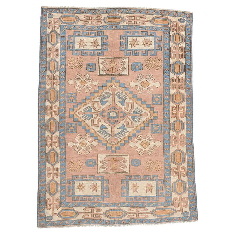 Vintage Pink Turkish Oushak Rug For Sale at 1stDibs