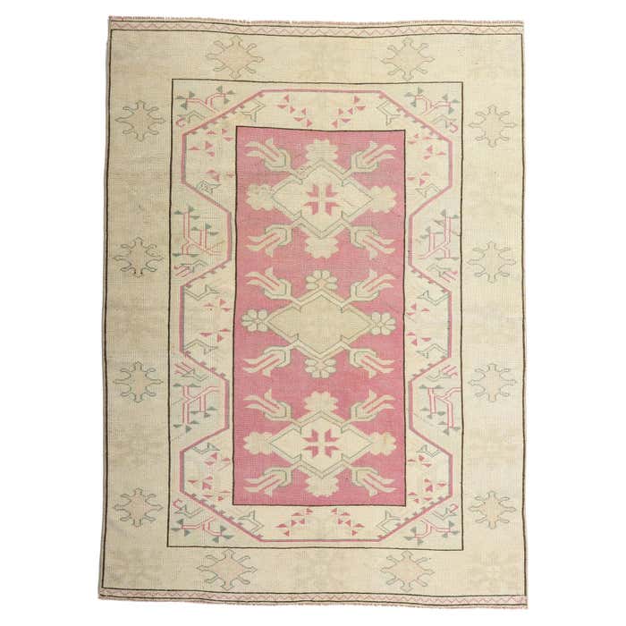 Pink Turkish Rug Pattern Vintage Pink Turkish Oushak Rug For Sale at 1stDibs