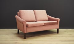 Vintage Pink Velour Sofa 1960s Danish Design Retro