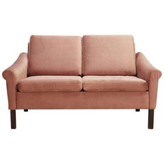 Retro Pink Velour Sofa 1960s Danish Design Retro