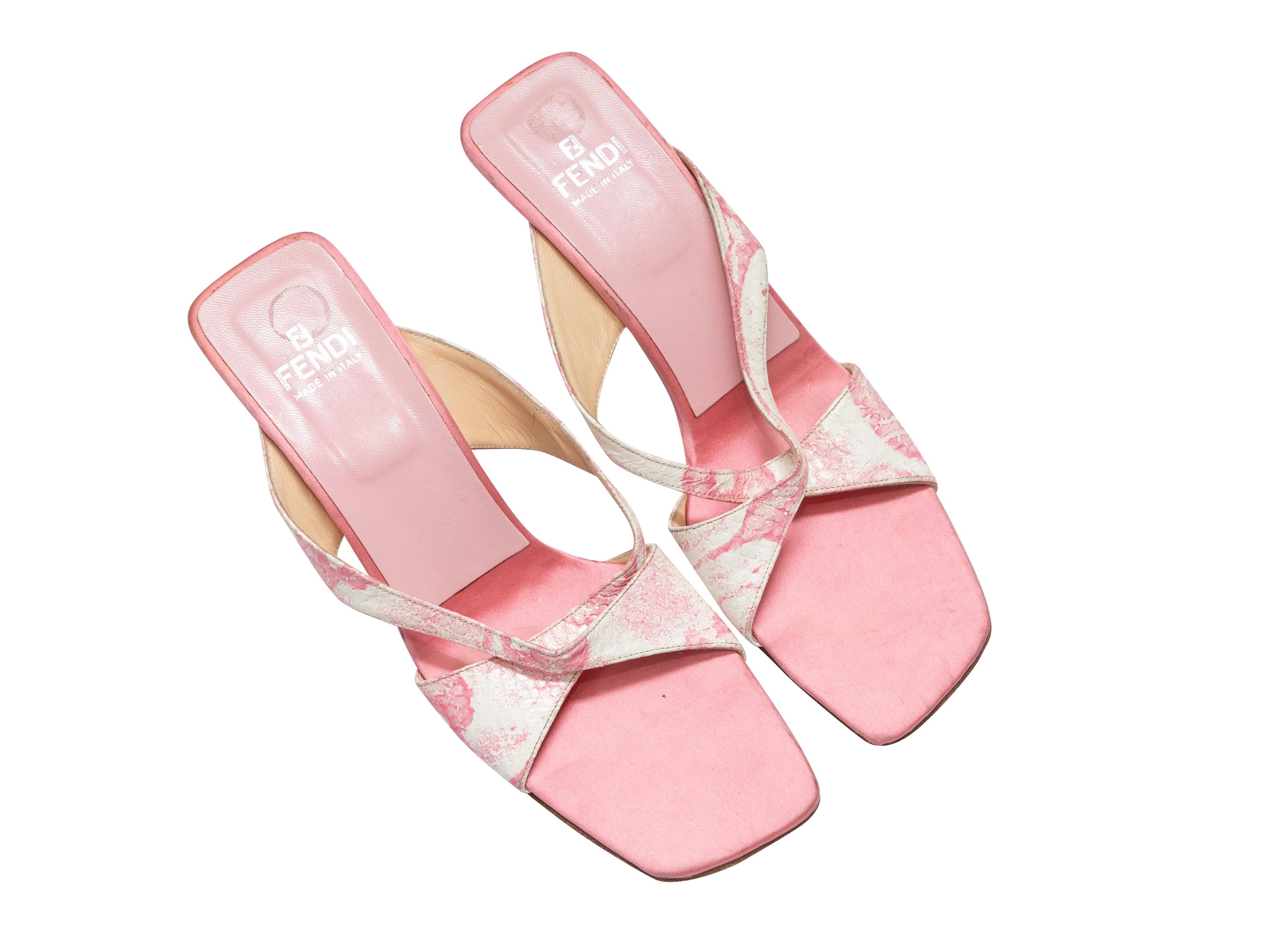 Women's Vintage Pink & White Fendi Snakeskin Sandals