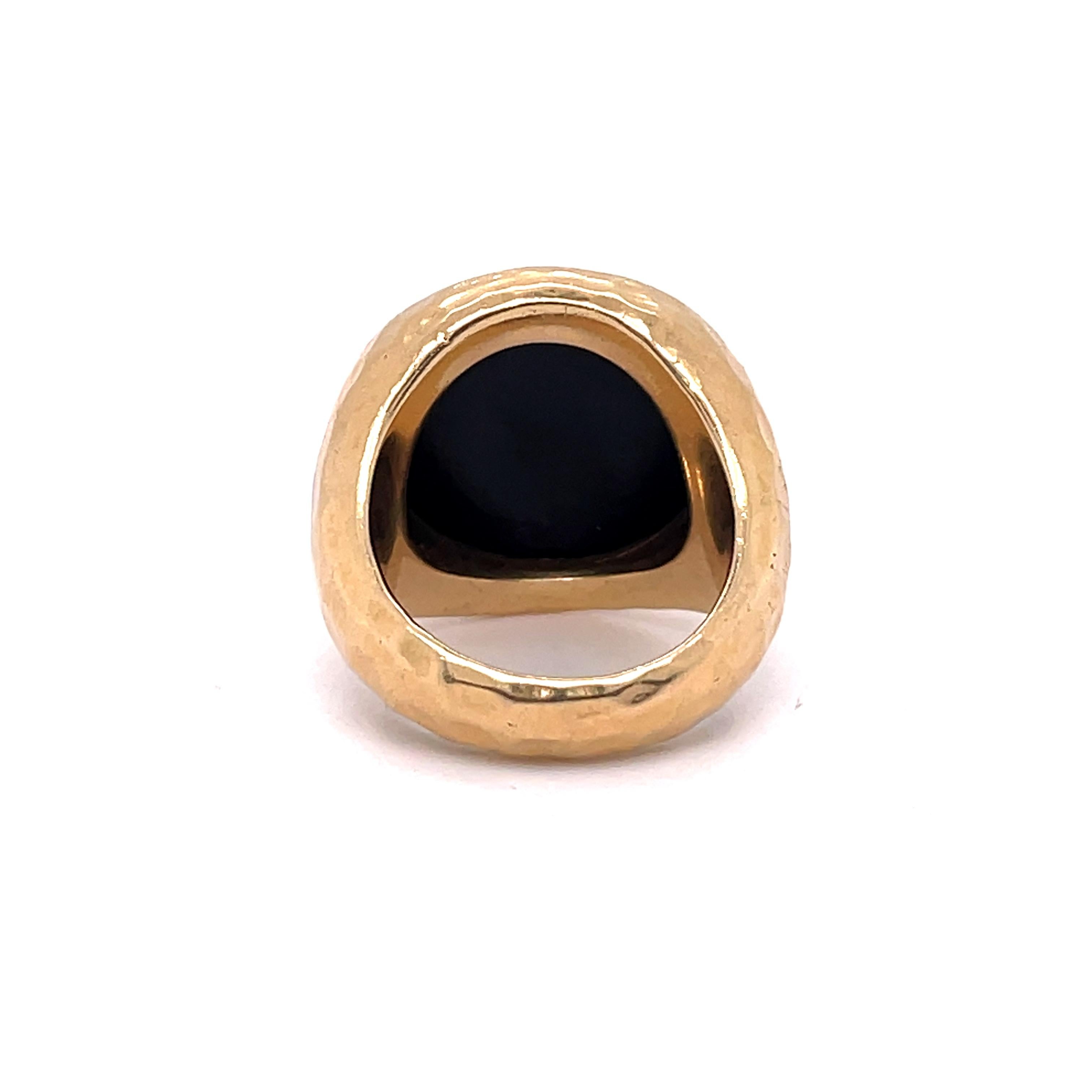10K Yellow Gold Round Diamond & Black Oval Onyx 13mm Pinky Ring Band 1/6  CT. - JFL Diamonds & Timepieces