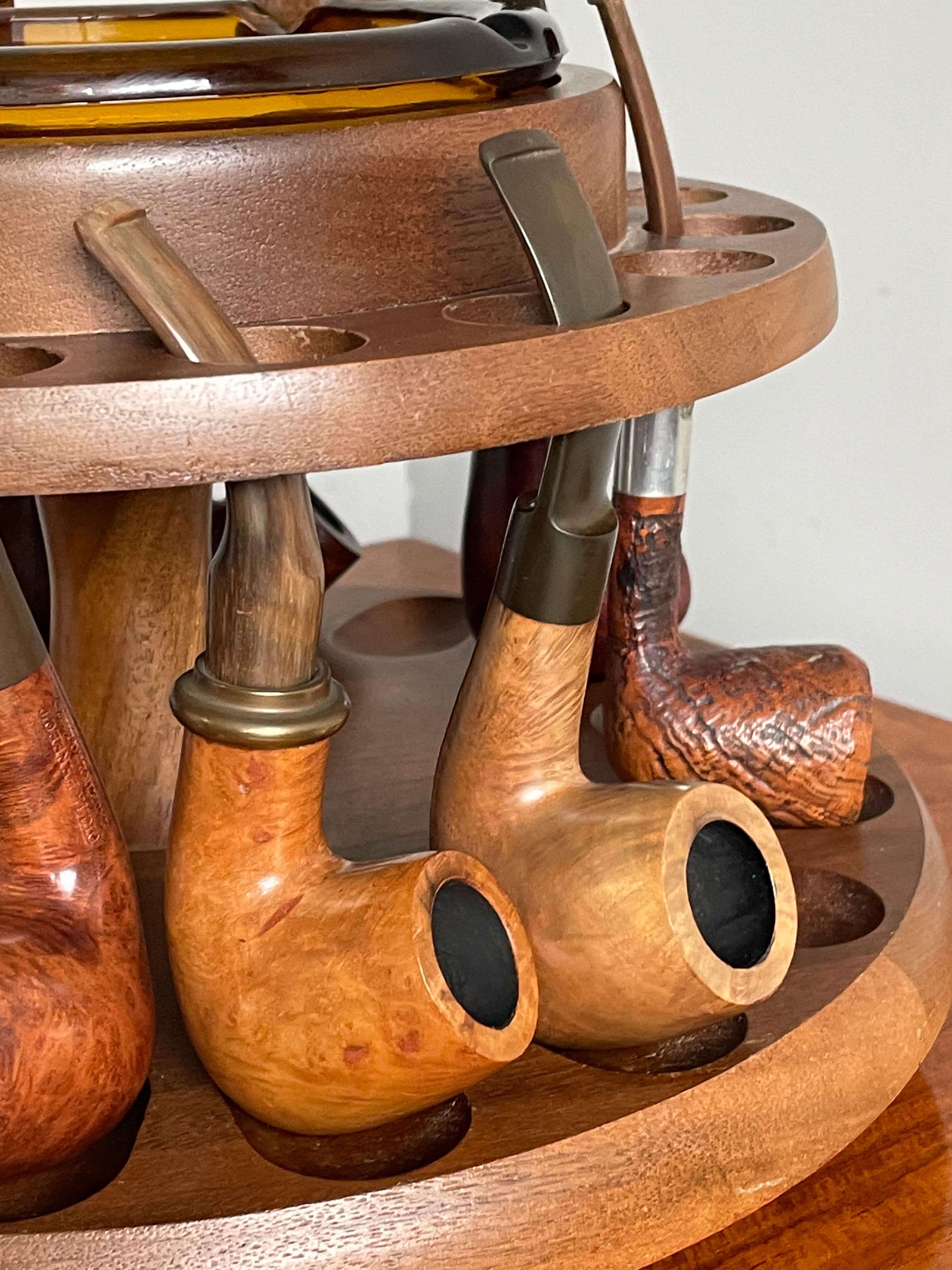 Vintage Pipe Stand / Midcentury Table Pipe Carousel with Ashtray and