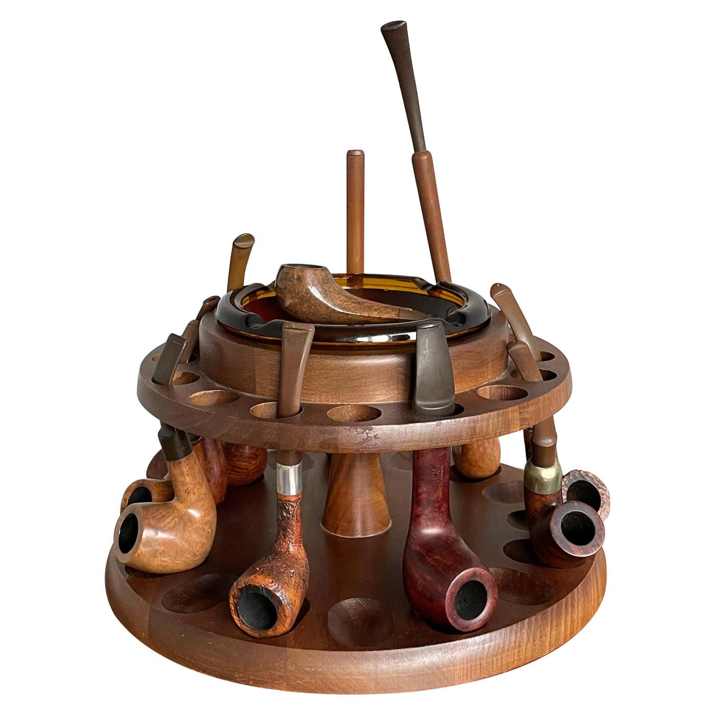 Vintage Pipe Stand / Midcentury Table Pipe Carousel with Ashtray and ...