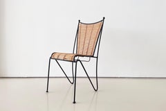 Silla vintage Pipsan Saarinen Swanson de hierro y bambú, atribuida a Ficks Reed