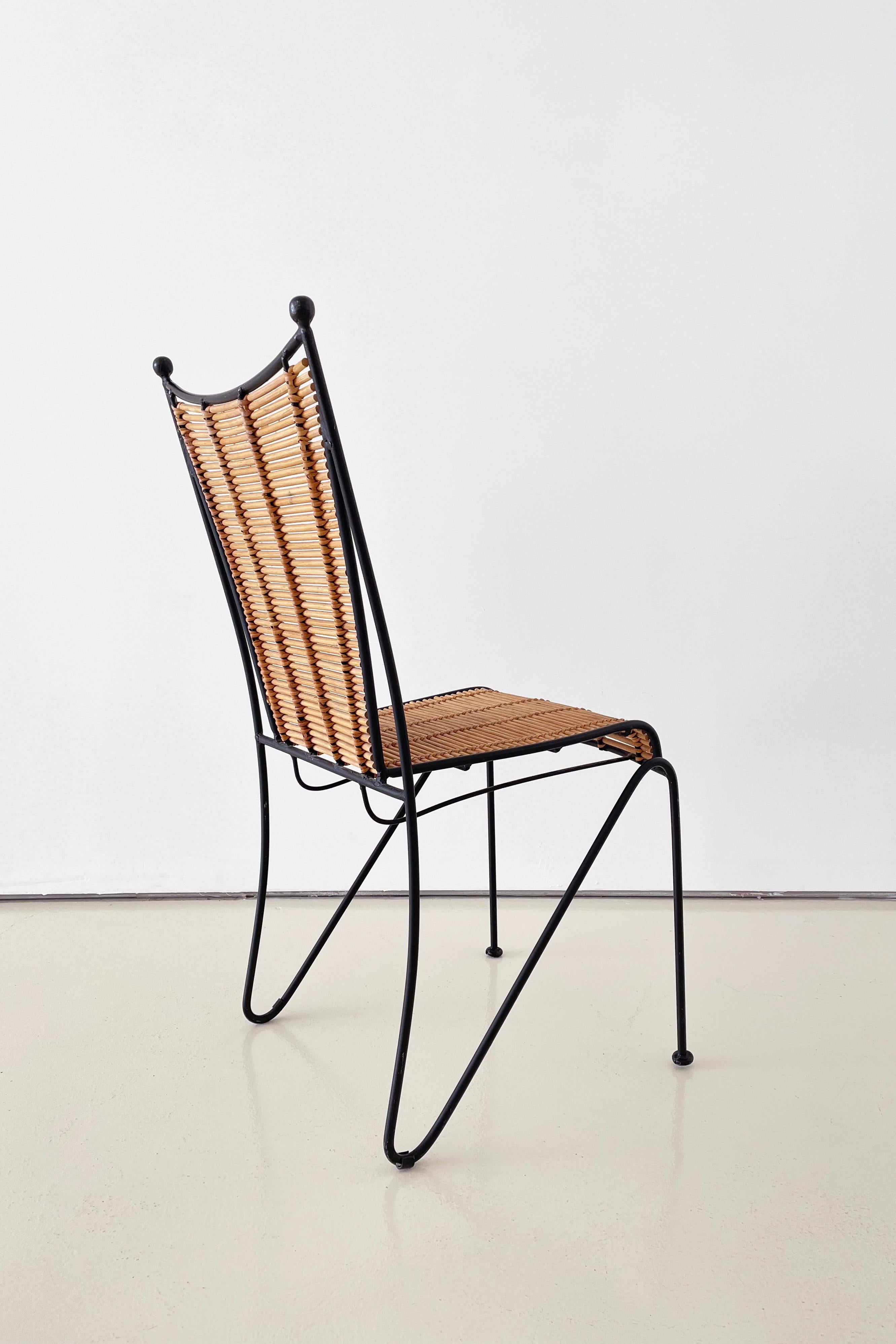 Mid-Century Modern Vintage Pipsan Saarinen Swanson Iron & Bamboo Chair, Attributed to Ficks Reed