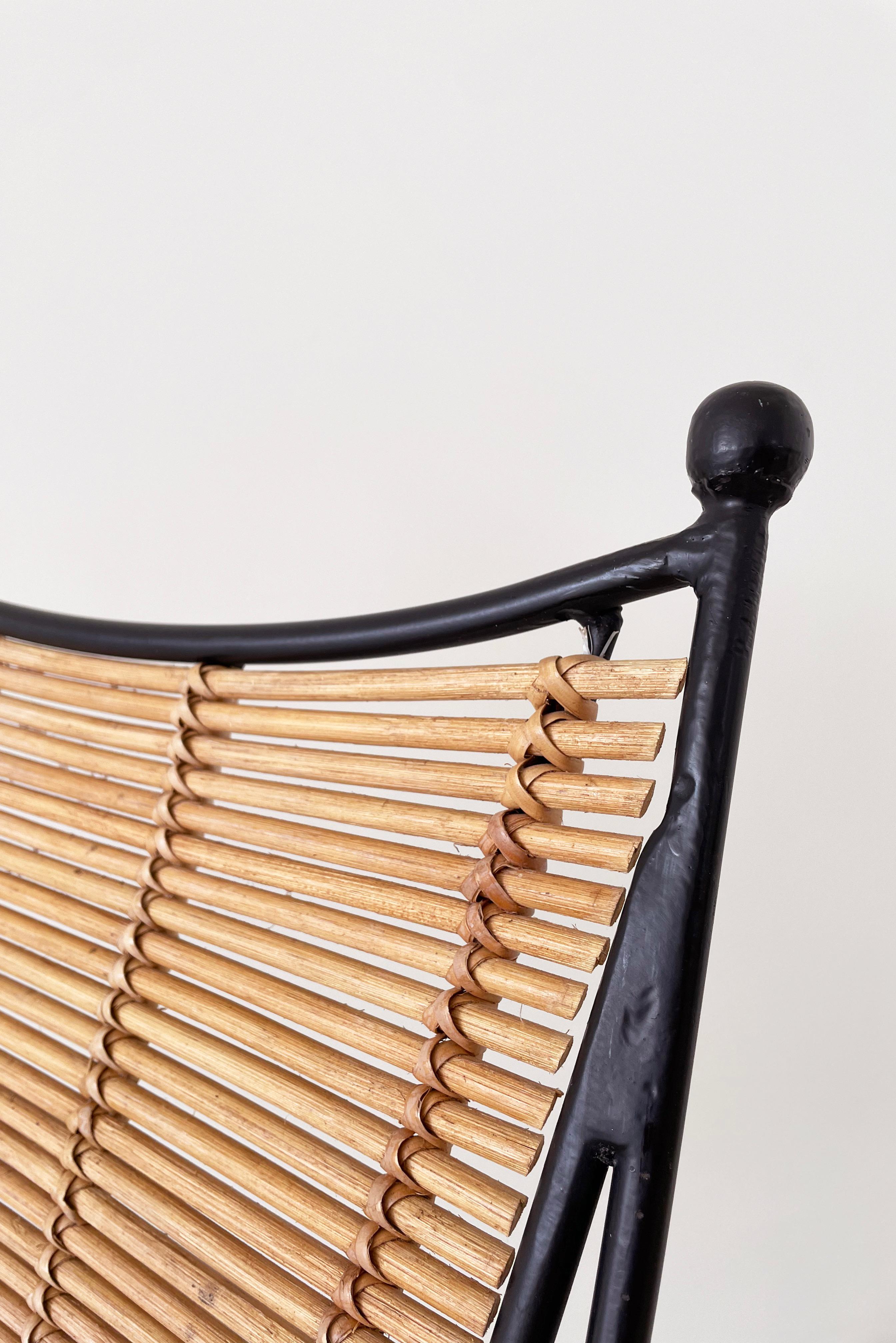 Hand-Crafted Vintage Pipsan Saarinen Swanson Iron & Bamboo Chair, Attributed to Ficks Reed