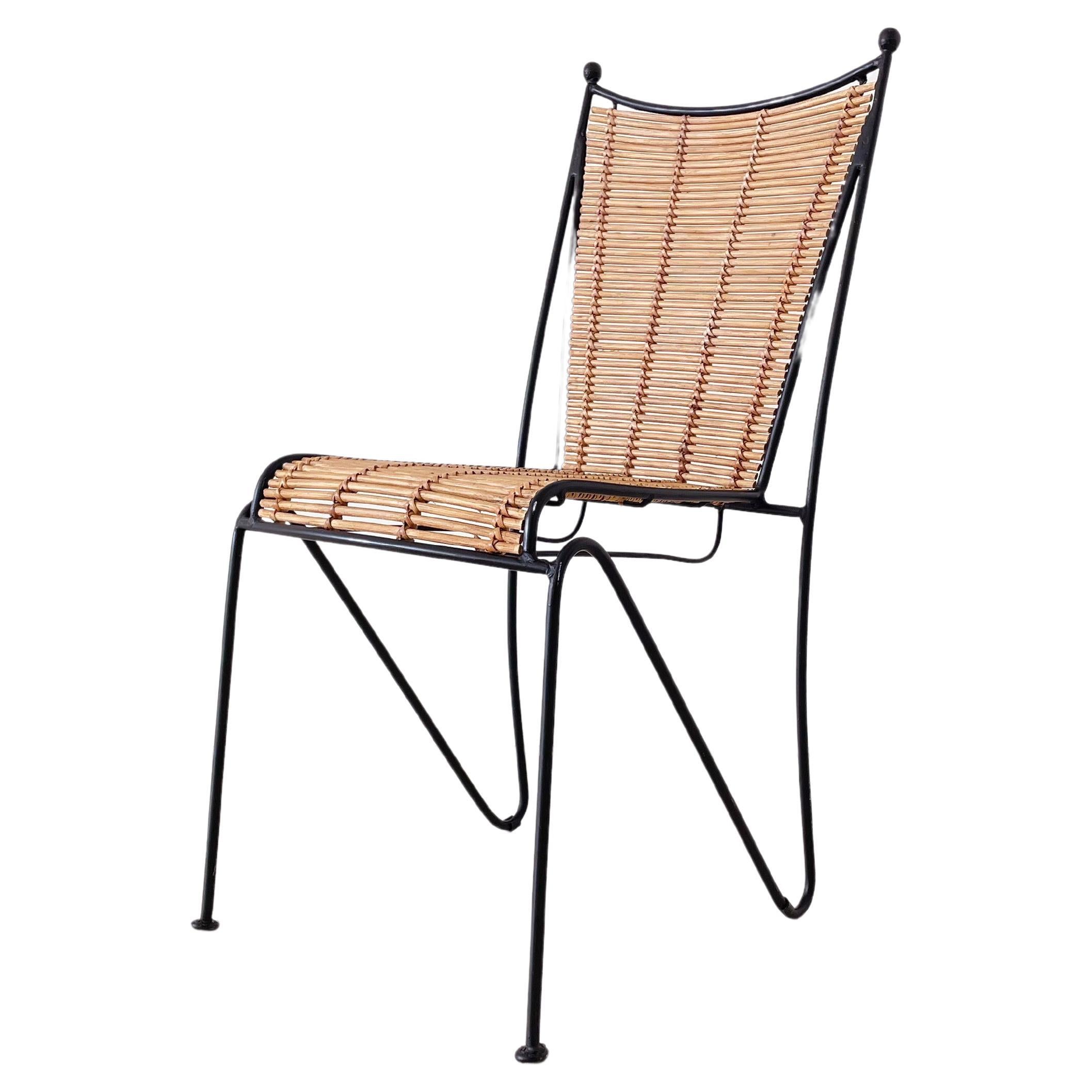 Vintage Pipsan Saarinen Swanson Iron & Bamboo Chair, Attributed to Ficks Reed