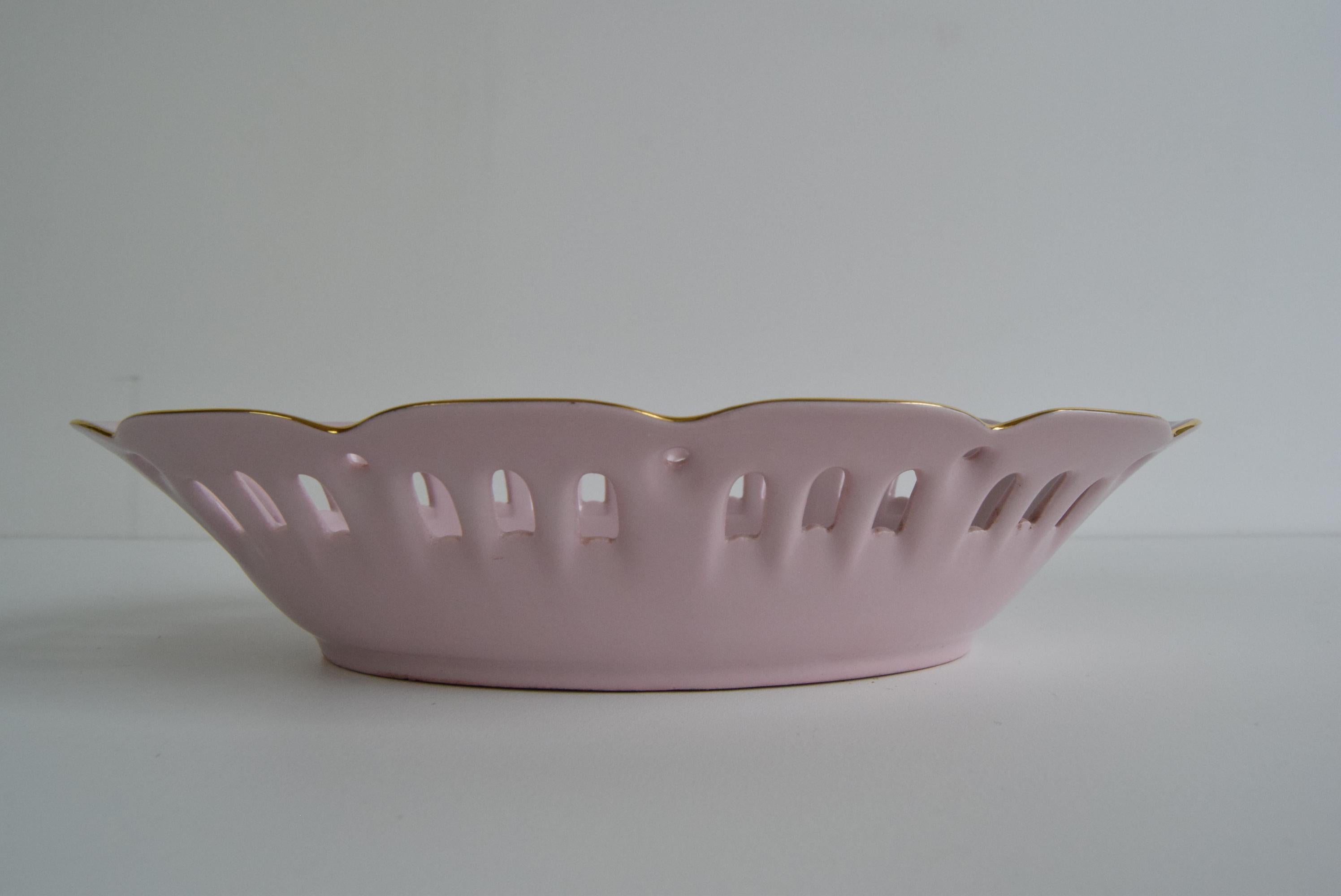 Cuenco vintage Pirken Hammer 1803, porcelana rosa de Checoslovaquia, hacia la década de 1980. finales del siglo XX en venta