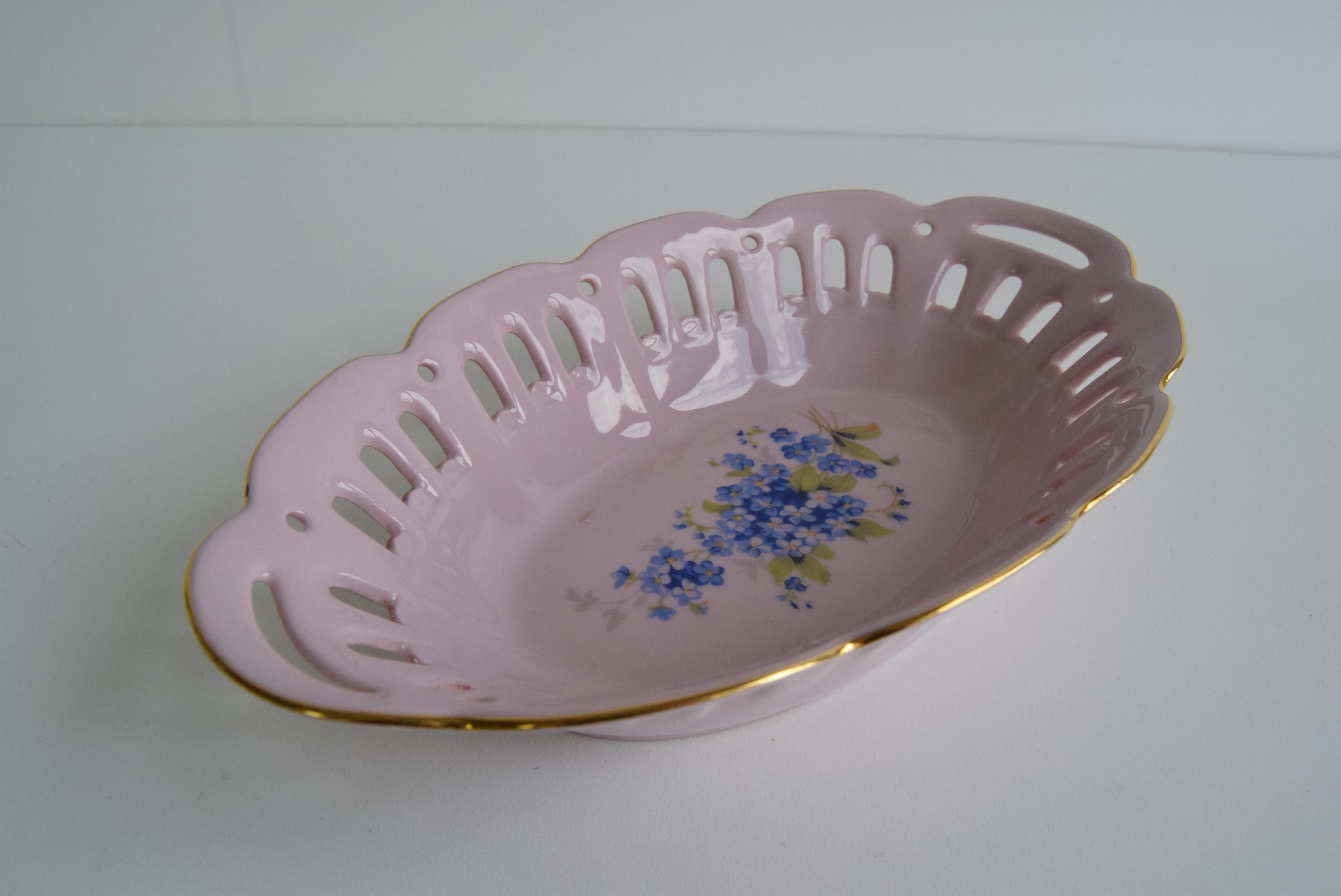 Cuenco vintage Pirken Hammer 1803, porcelana rosa de Checoslovaquia, hacia la década de 1980. en venta 1