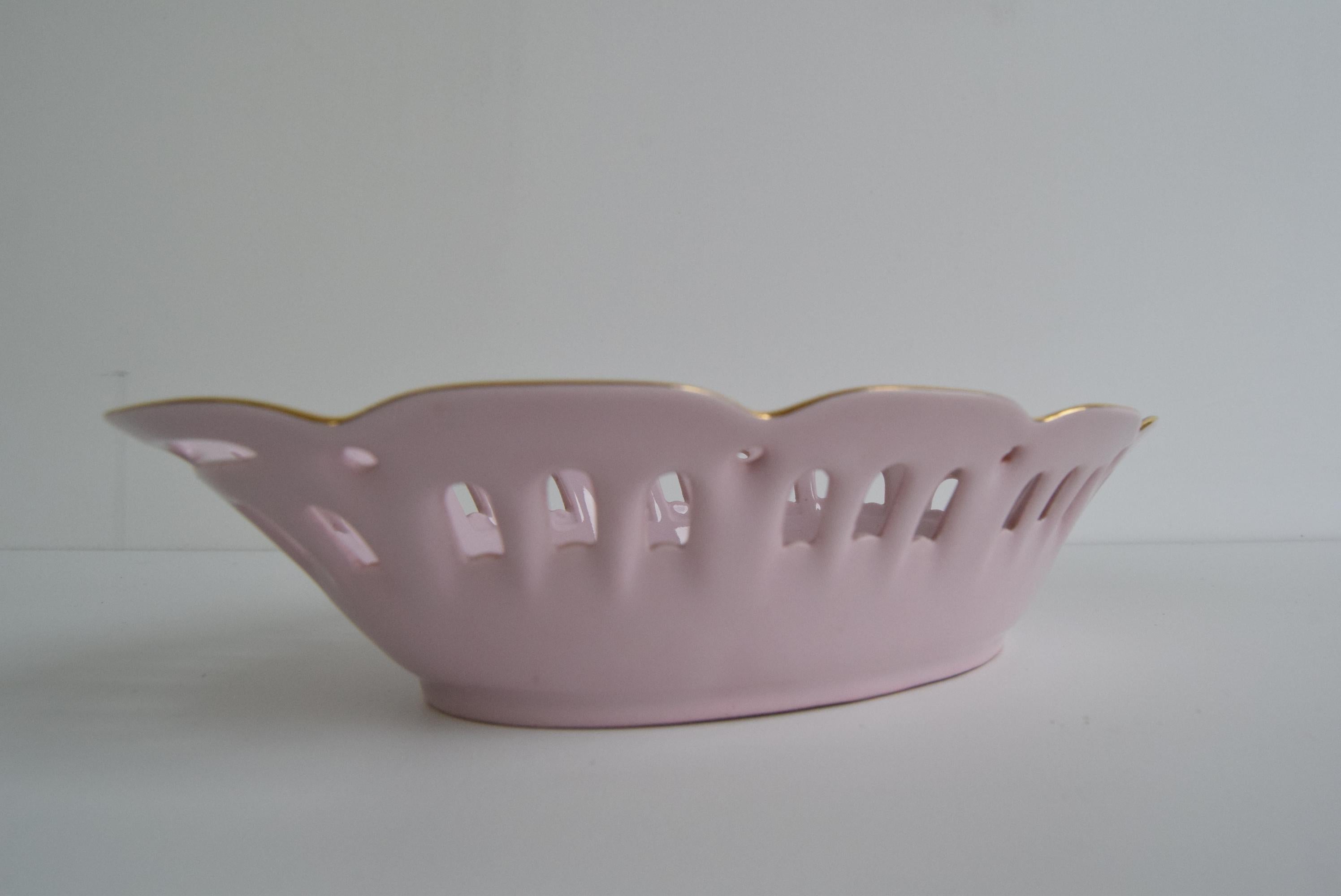 Cuenco vintage Pirken Hammer 1803, porcelana rosa de Checoslovaquia, hacia la década de 1980. en venta 2