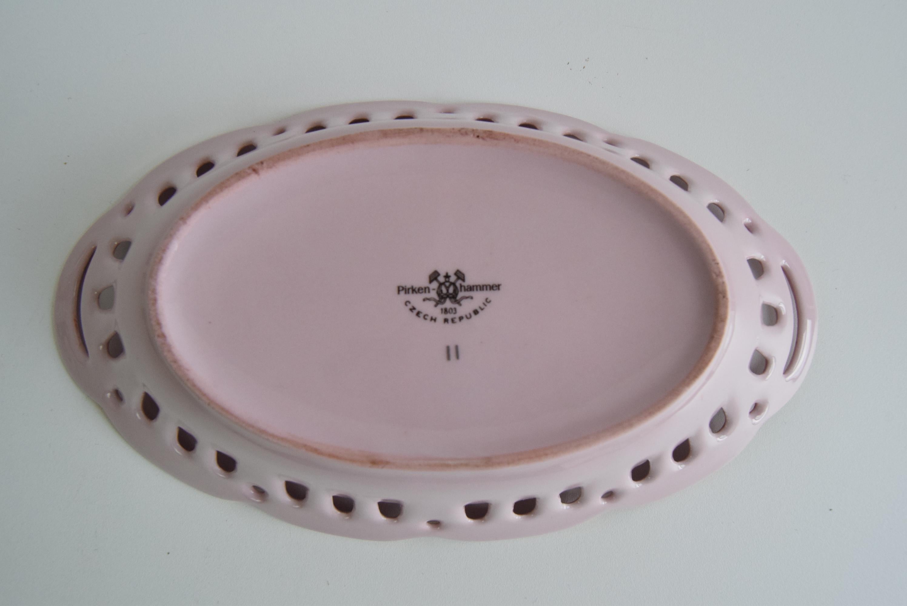 Cuenco vintage Pirken Hammer 1803, porcelana rosa de Checoslovaquia, hacia la década de 1980. en venta 3