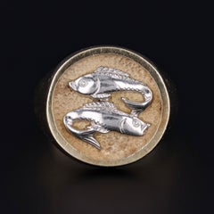 Vintage Pisces Ring of 14k Yellow & White Gold