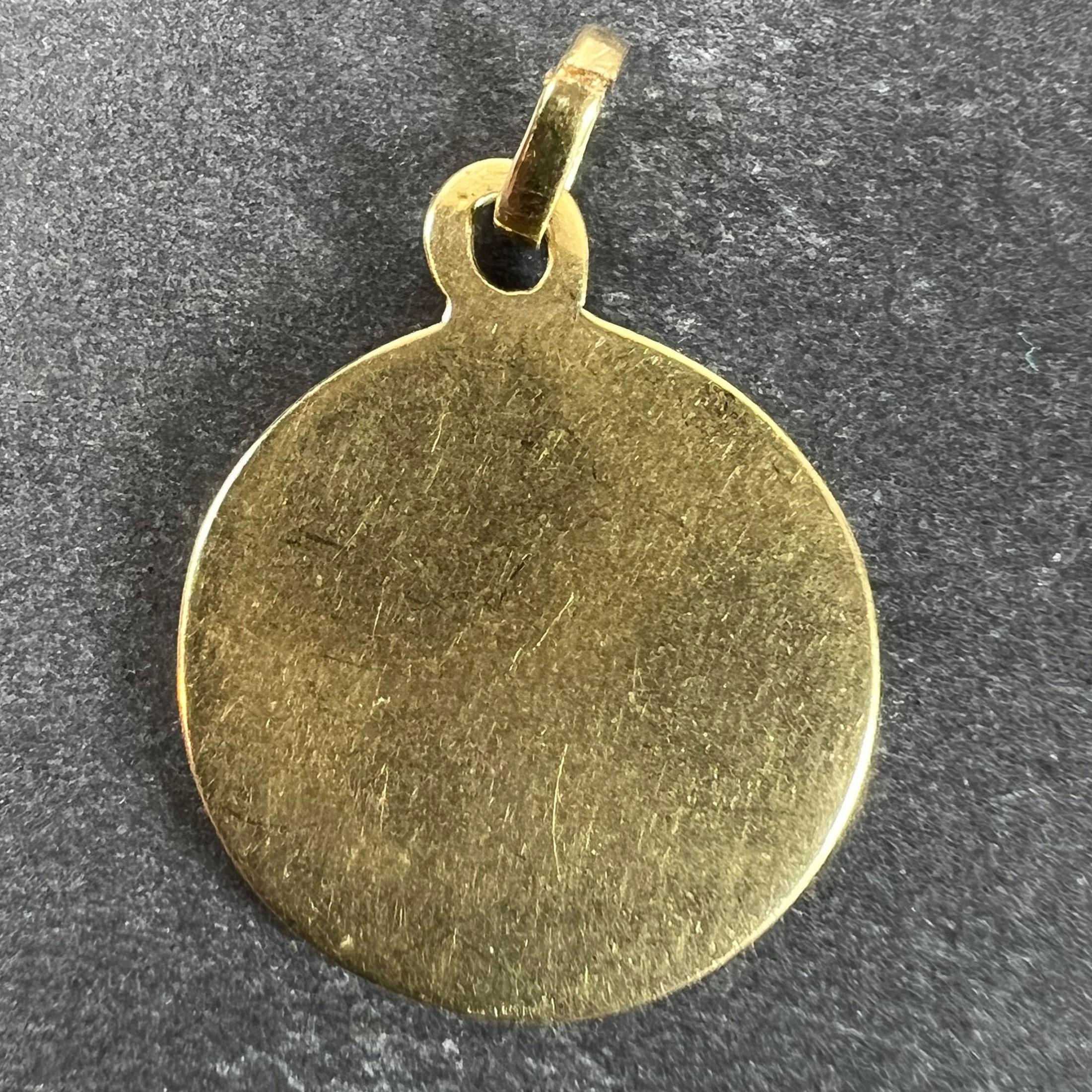 Art Deco Vintage Pisces Starsign Zodiac 18K Yellow Gold Enamel Charm Medal Pendant For Sale