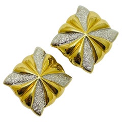 Vintage PISCITELLI signierte massive Designer-Ohrclips in Gold- und Silbertönen