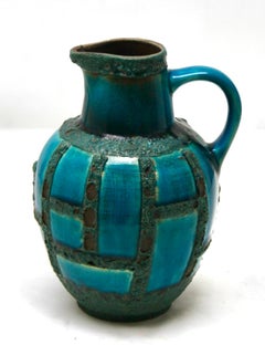 Vintage, Pitcher Fat Lava Hand Decorated Glaze, W-Germany, 'Number 310-1' 1960s