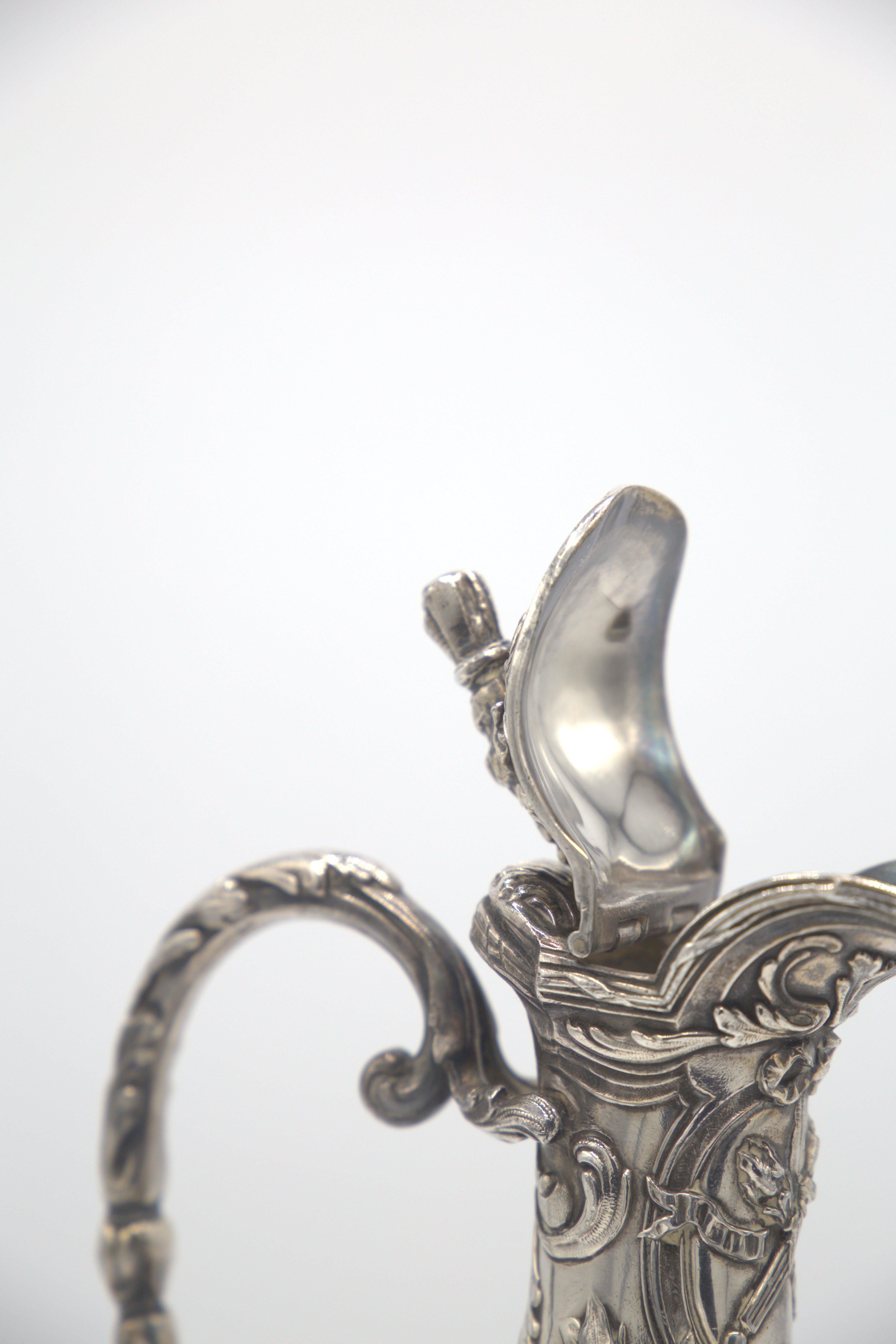 Italian Vintage Pitcher in Silver and Crystal by Baracat