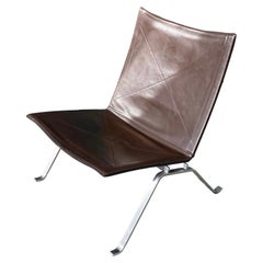 Chaise Vintage PK 22 en cuir brun chocolat par Poul Kjærholm, 1991