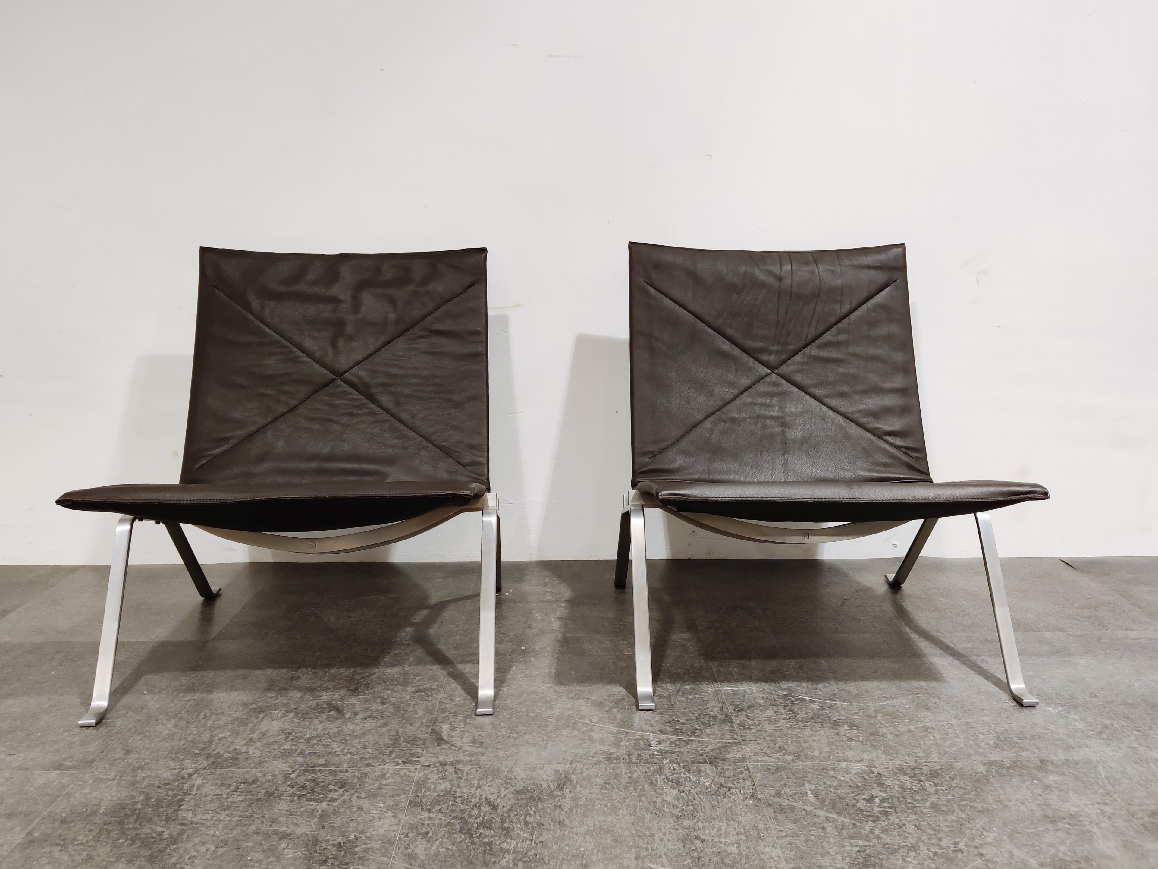 Mid-Century Modern Vintage PK 22 Lounge Chairs by Poul Kjærholm for E. Kold Christensen, Set of 2