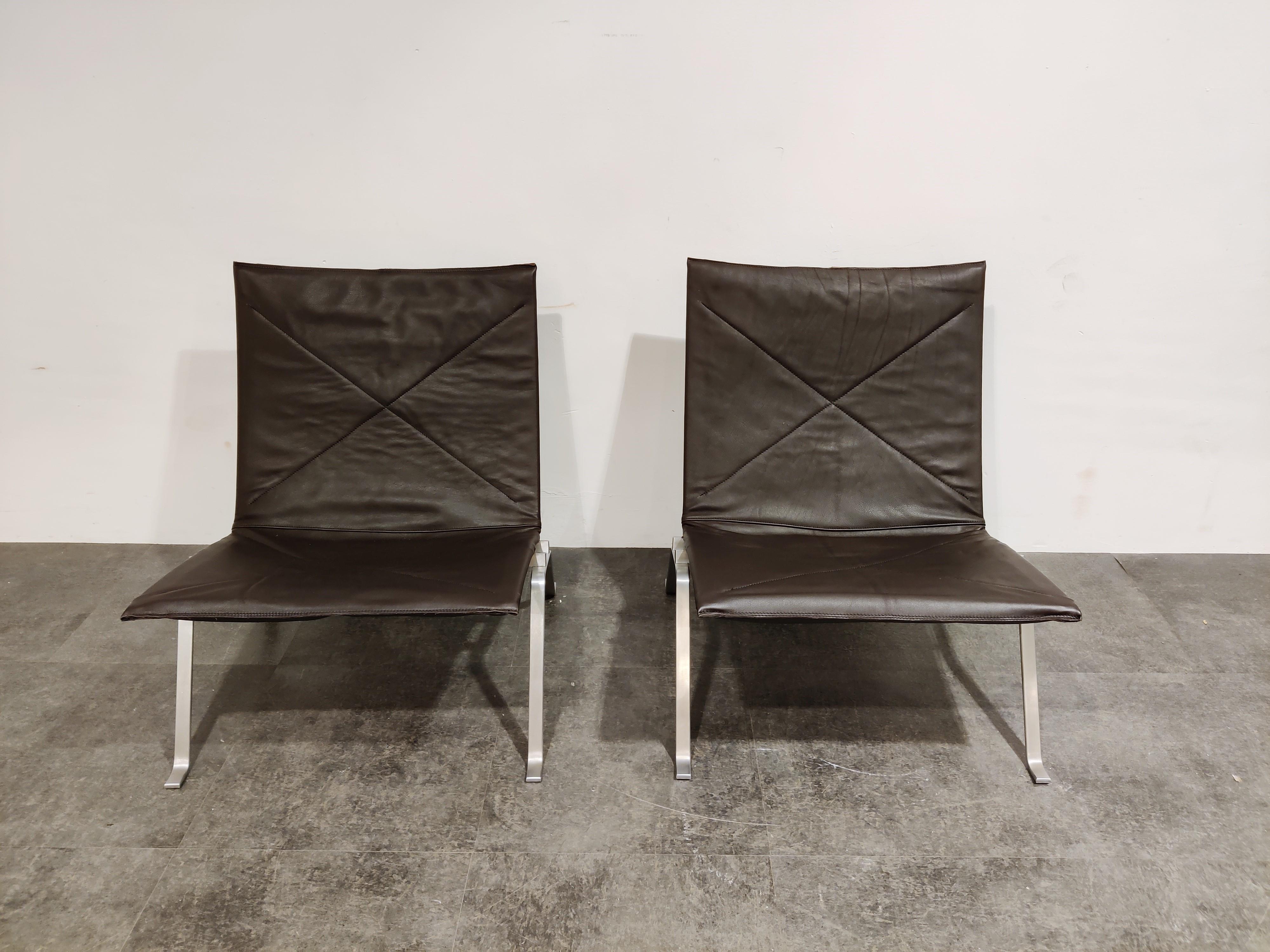 Danish Vintage PK 22 Lounge Chairs by Poul Kjærholm for E. Kold Christensen, Set of 2