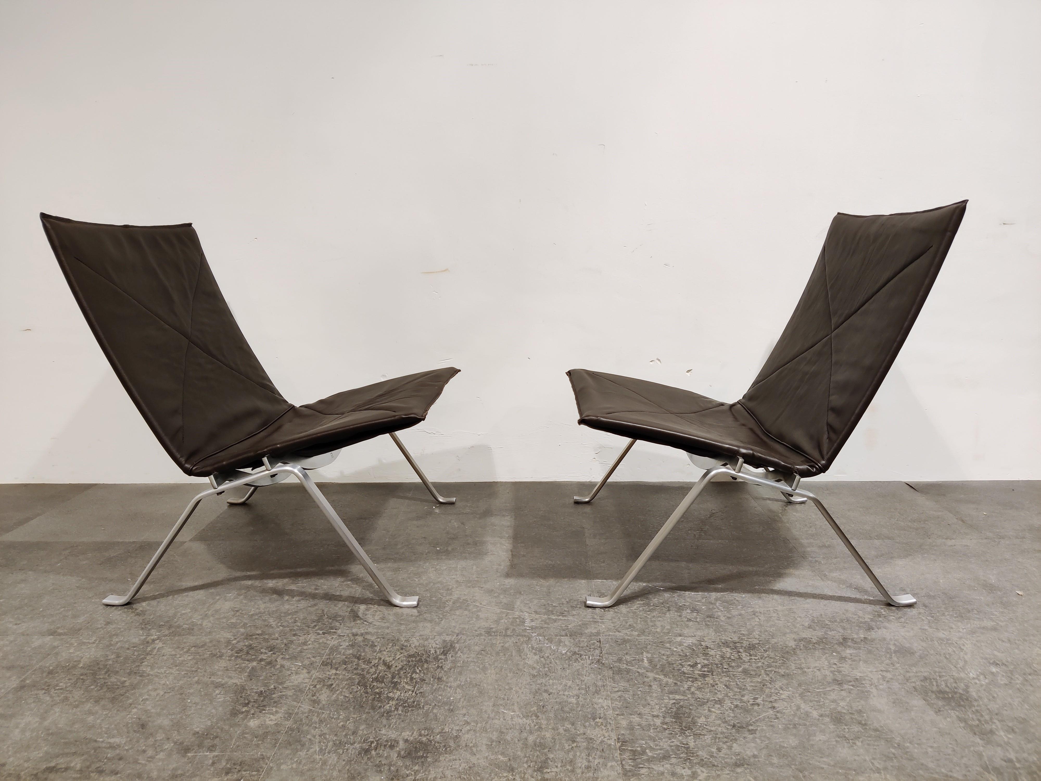 Stainless Steel Vintage PK 22 Lounge Chairs by Poul Kjærholm for E. Kold Christensen, Set of 2