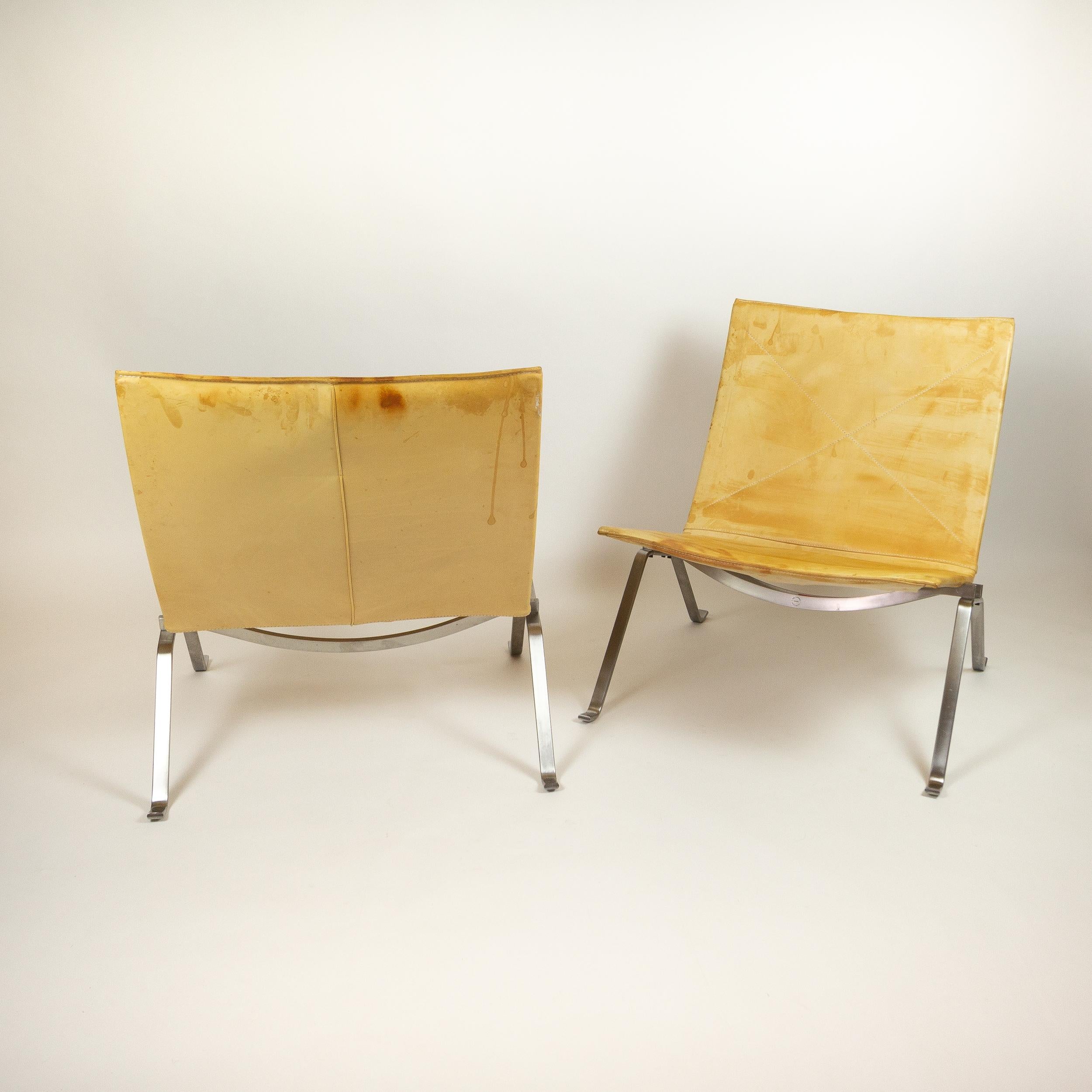 Danish Vintage PK 22 Natural Leather Chair by Poul Kjærholm for Fritz Hansen