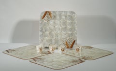 Manteles individuales y servilleteros vintage de concha de perla de Capiz Juego para 4